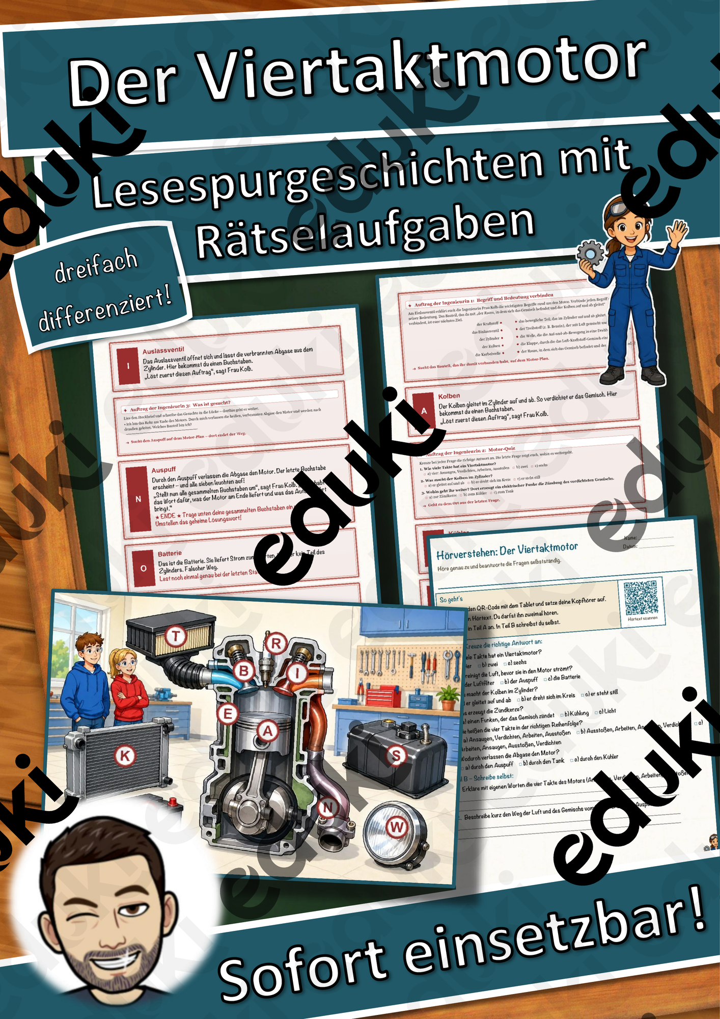 Der Viertaktmotor – Lesespurgeschichte mit Rätselaufgaben (Klasse 9)