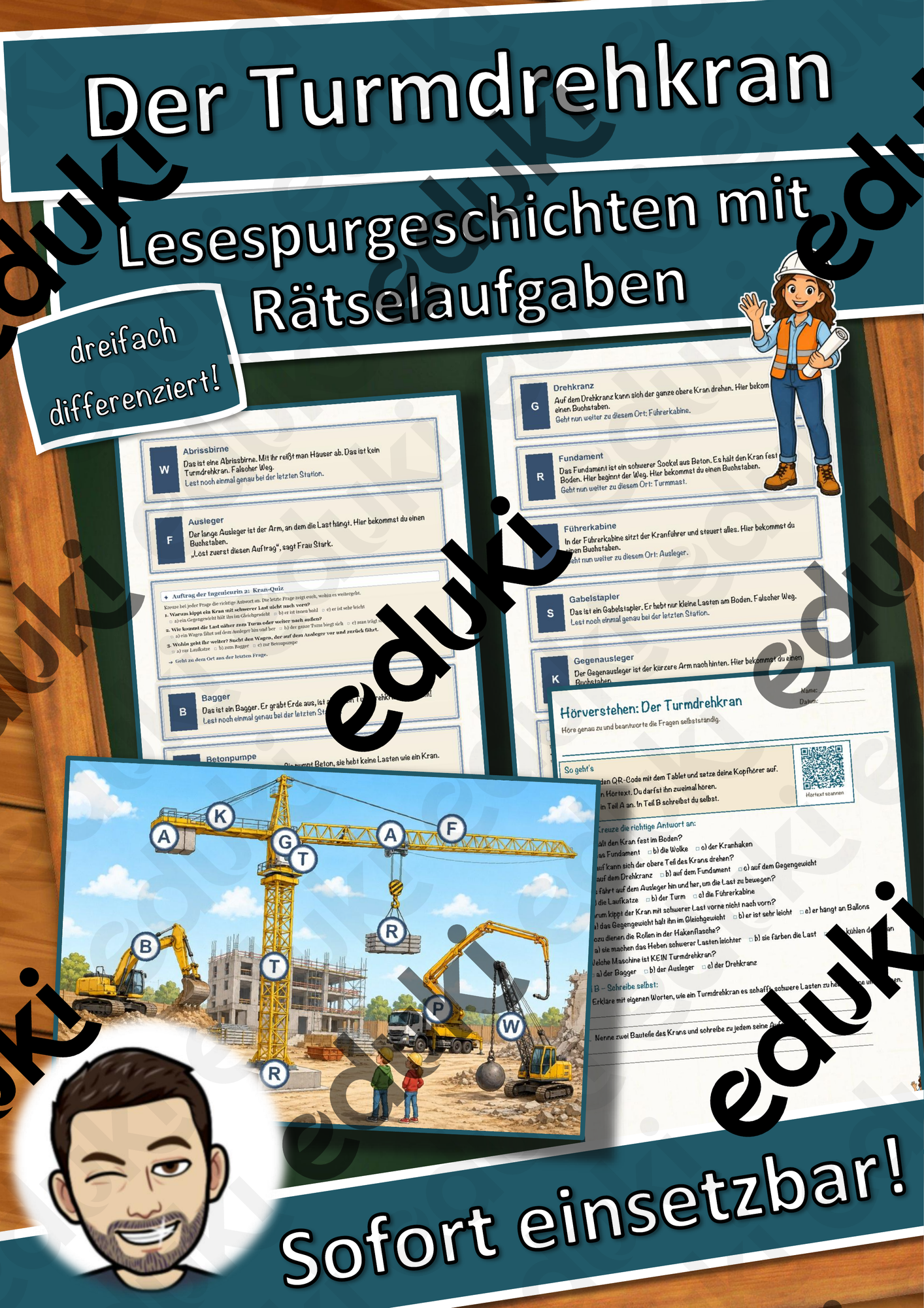 Der Turmdrehkran – Lesespurgeschichte mit Rätselaufgaben (Klasse 8)