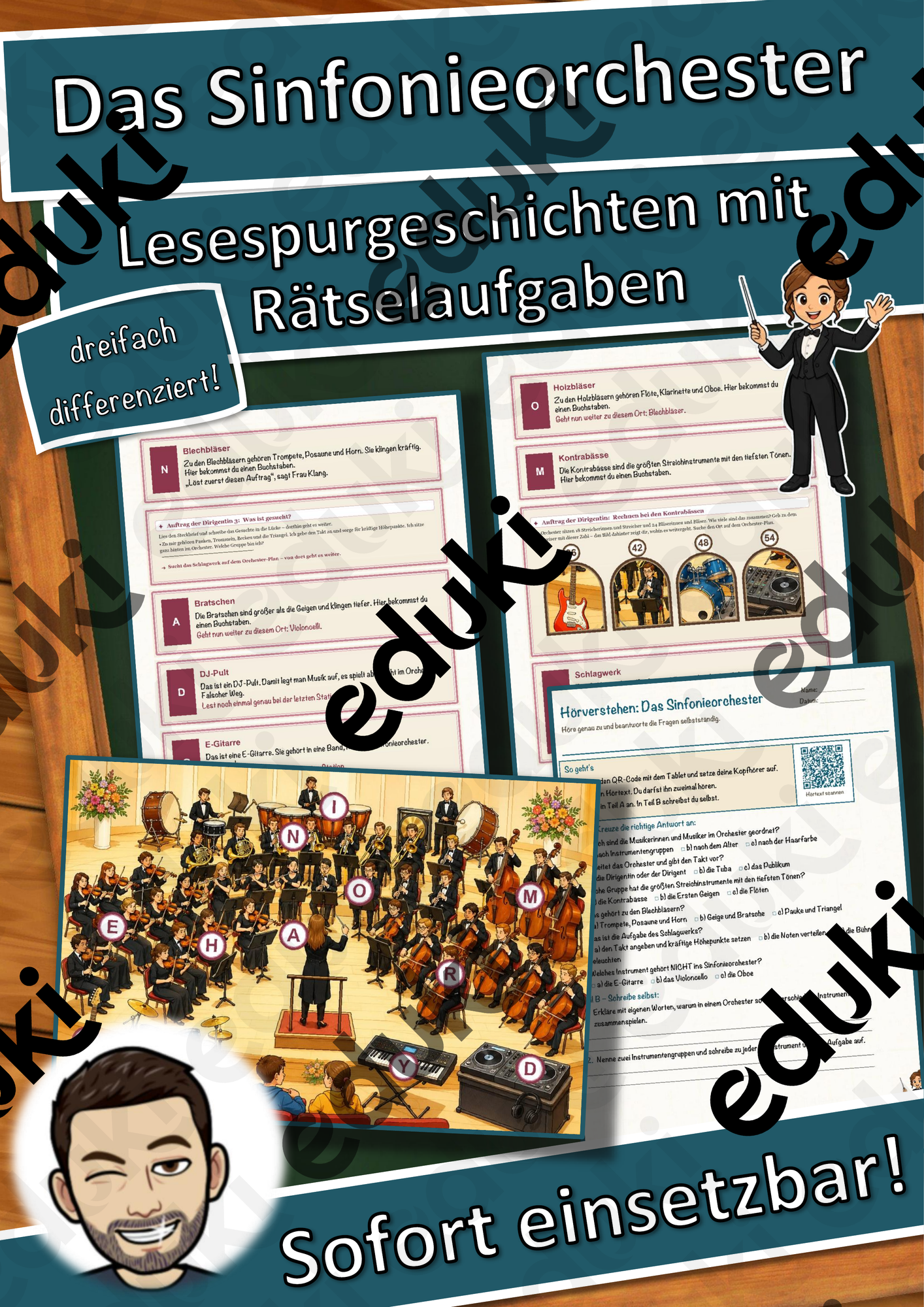 Das Sinfonieorchester – Lesespurgeschichte mit Rätselaufgaben (Klasse 8)