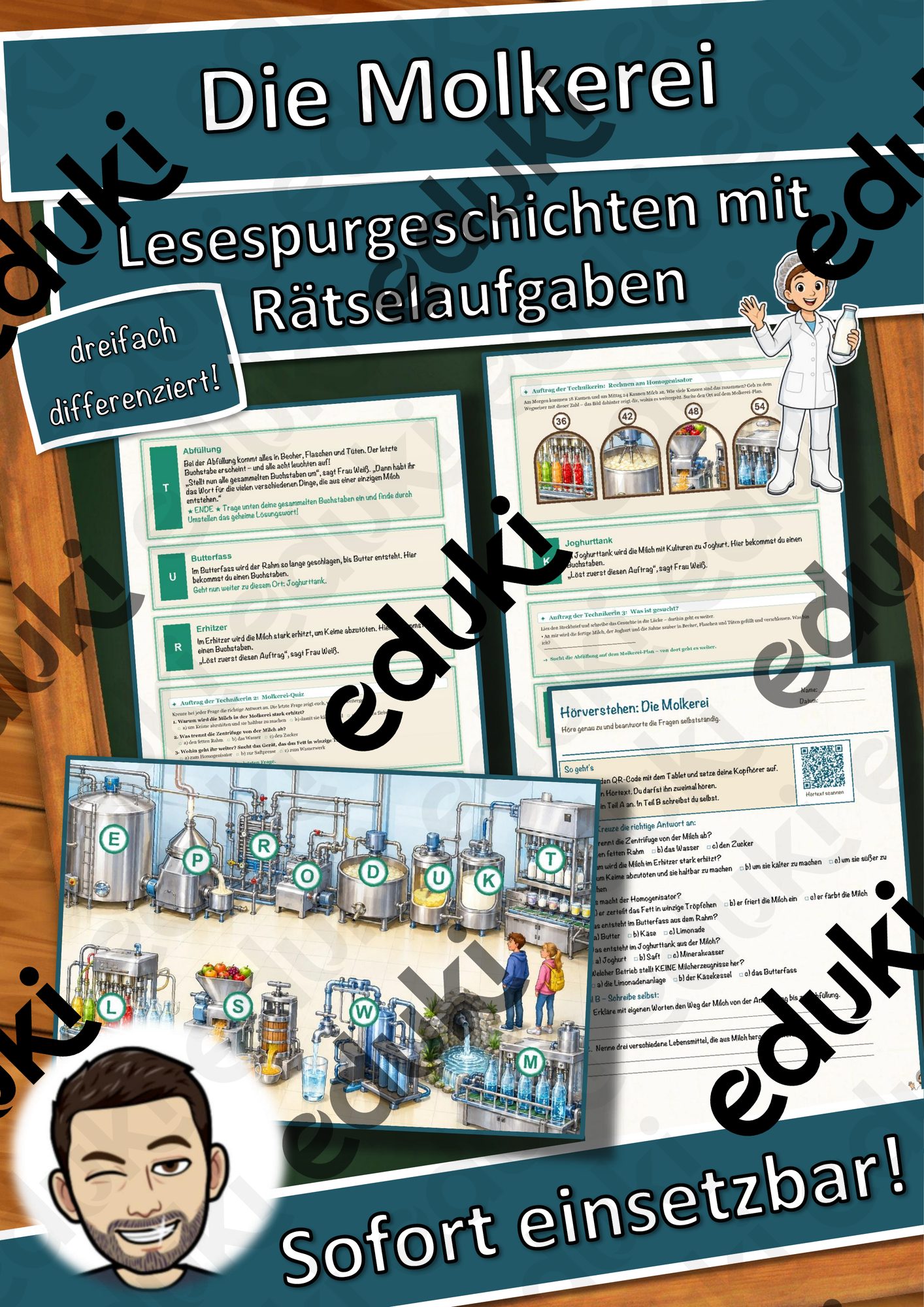 Die Molkerei – Lesespurgeschichte mit Rätselaufgaben (Klasse 8)