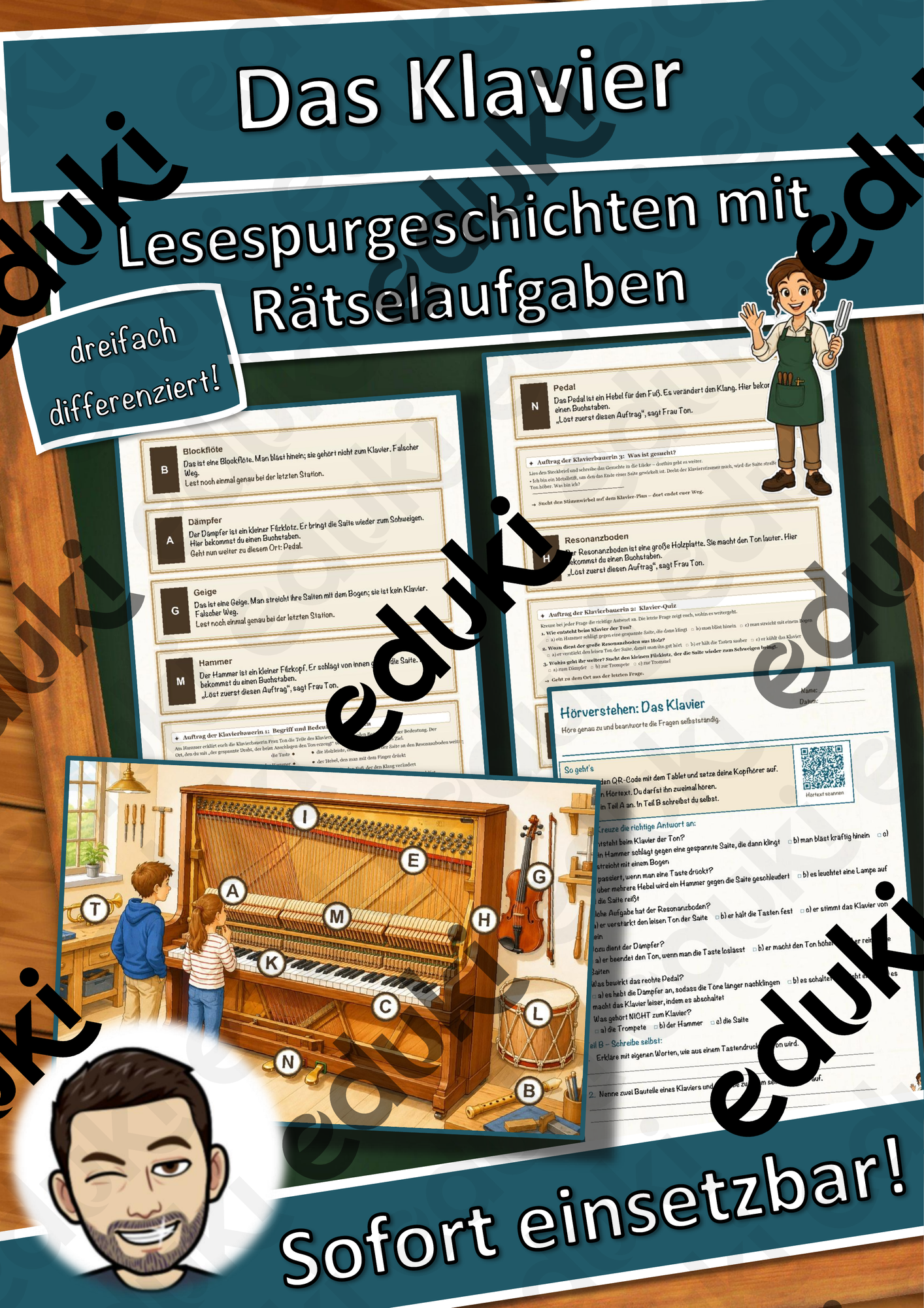 Das Klavier – Lesespurgeschichte mit Rätselaufgaben (Klasse 8)
