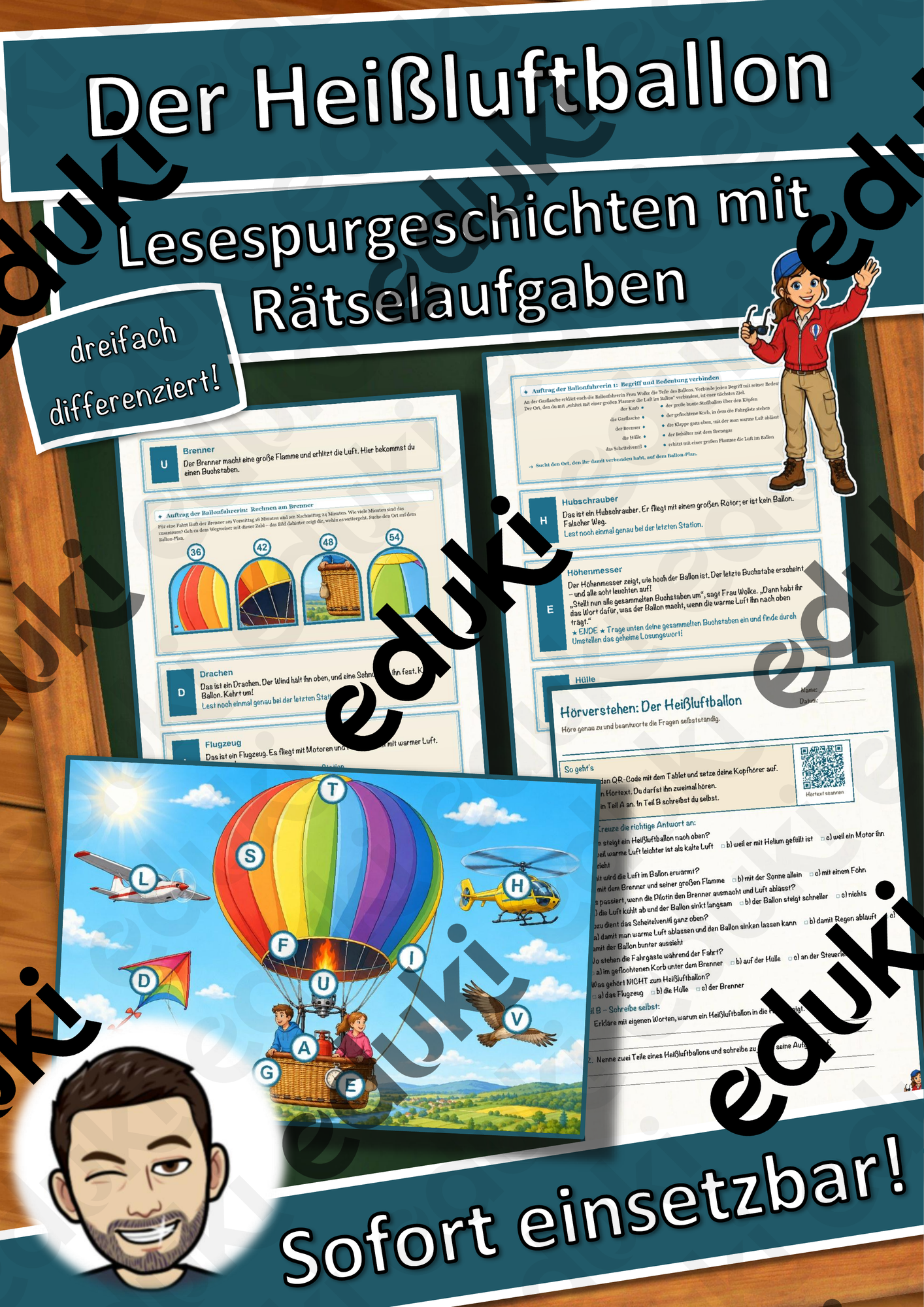 Der Heißluftballon – Lesespurgeschichte mit Rätselaufgaben (Klasse 8)