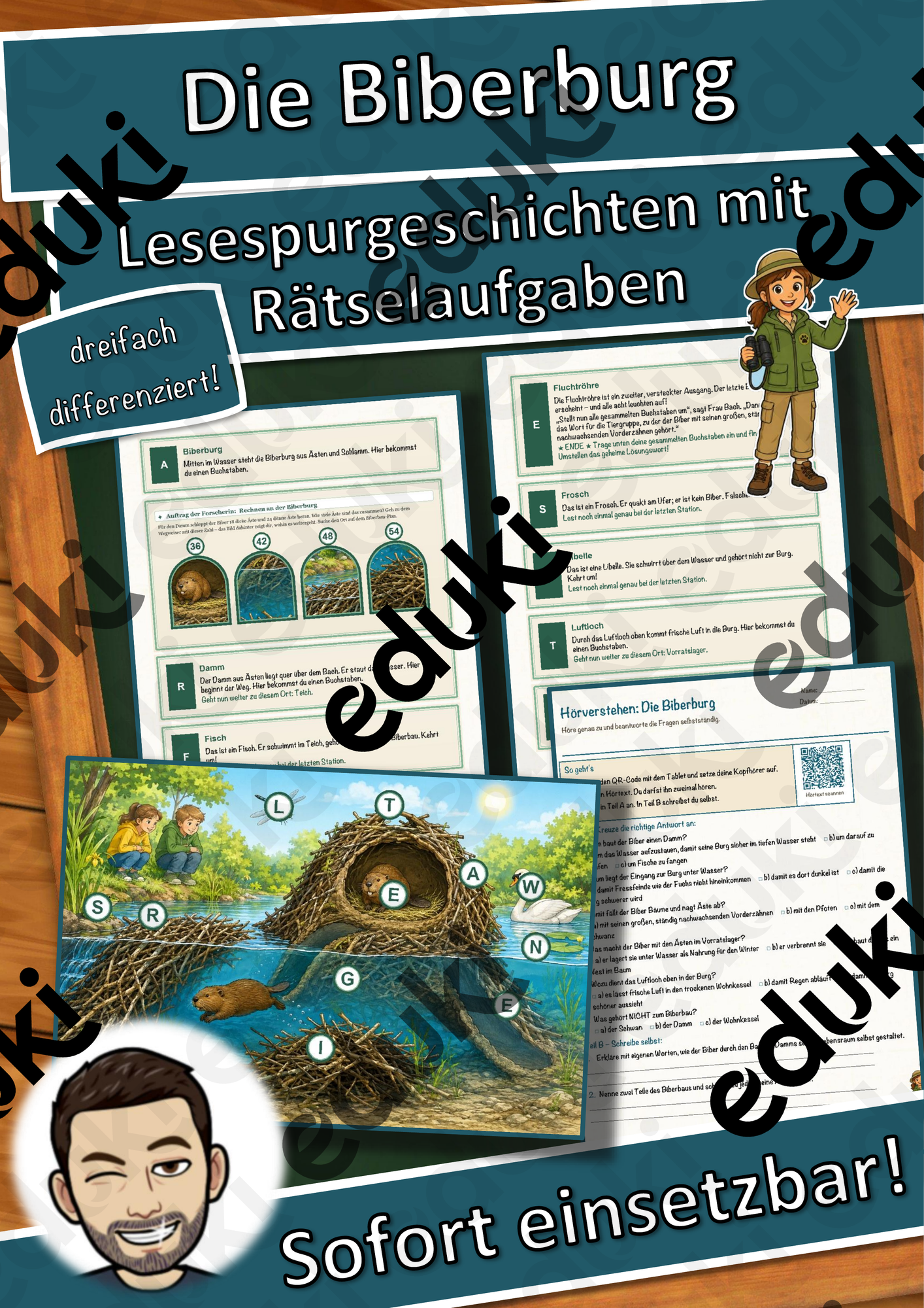 Die Biberburg – Lesespurgeschichte mit Rätselaufgaben (Klasse 8)