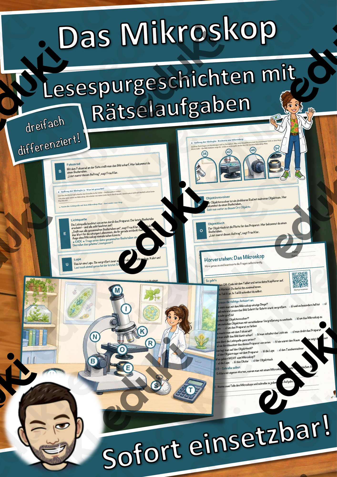 Das Mikroskop – Lesespurgeschichte mit Rätselaufgaben (Klasse 8)