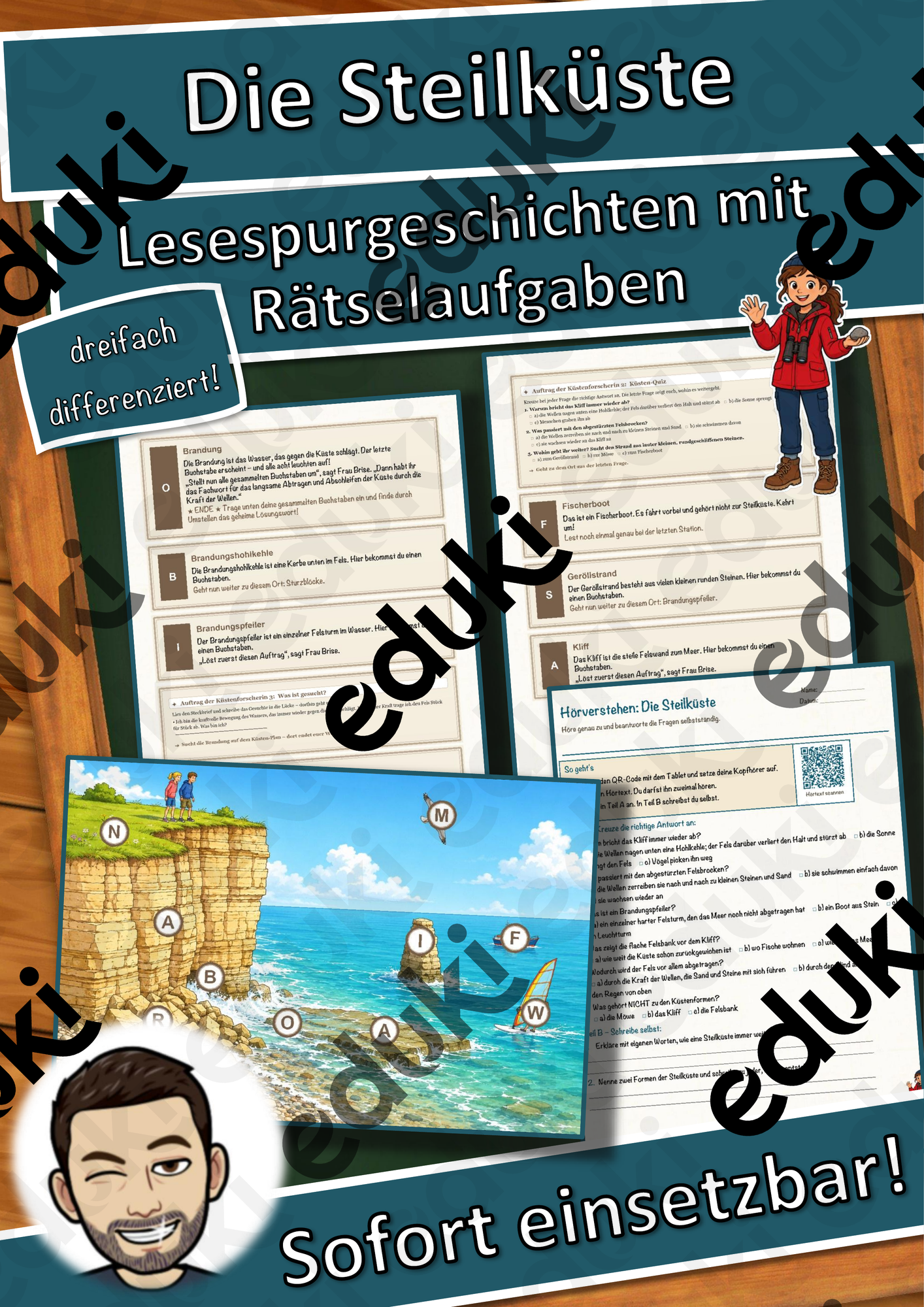 Die Steilküste – Lesespurgeschichte mit Rätselaufgaben (Klasse 8)