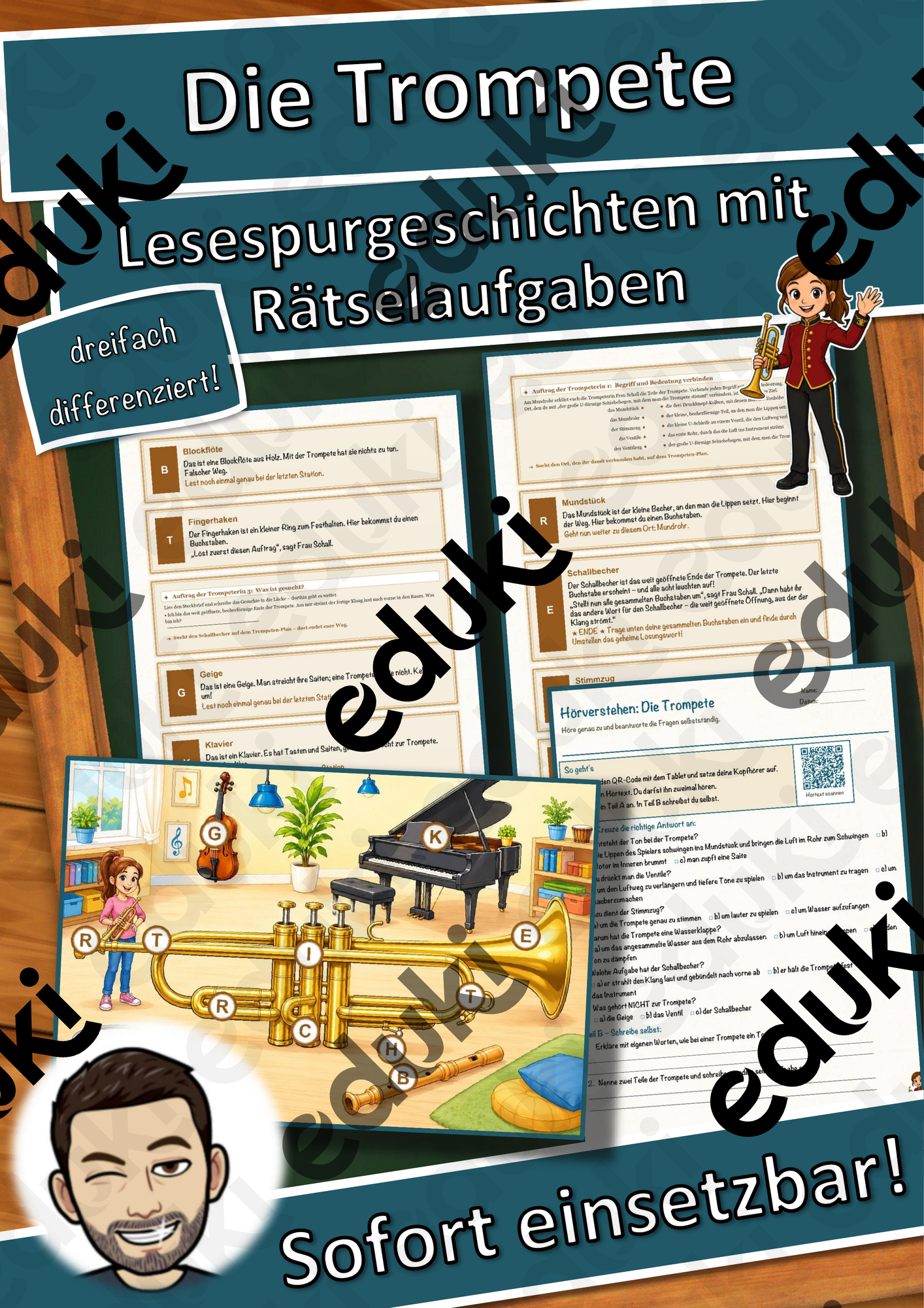 Die Trompete – Lesespurgeschichte mit Rätselaufgaben (Klasse 8)