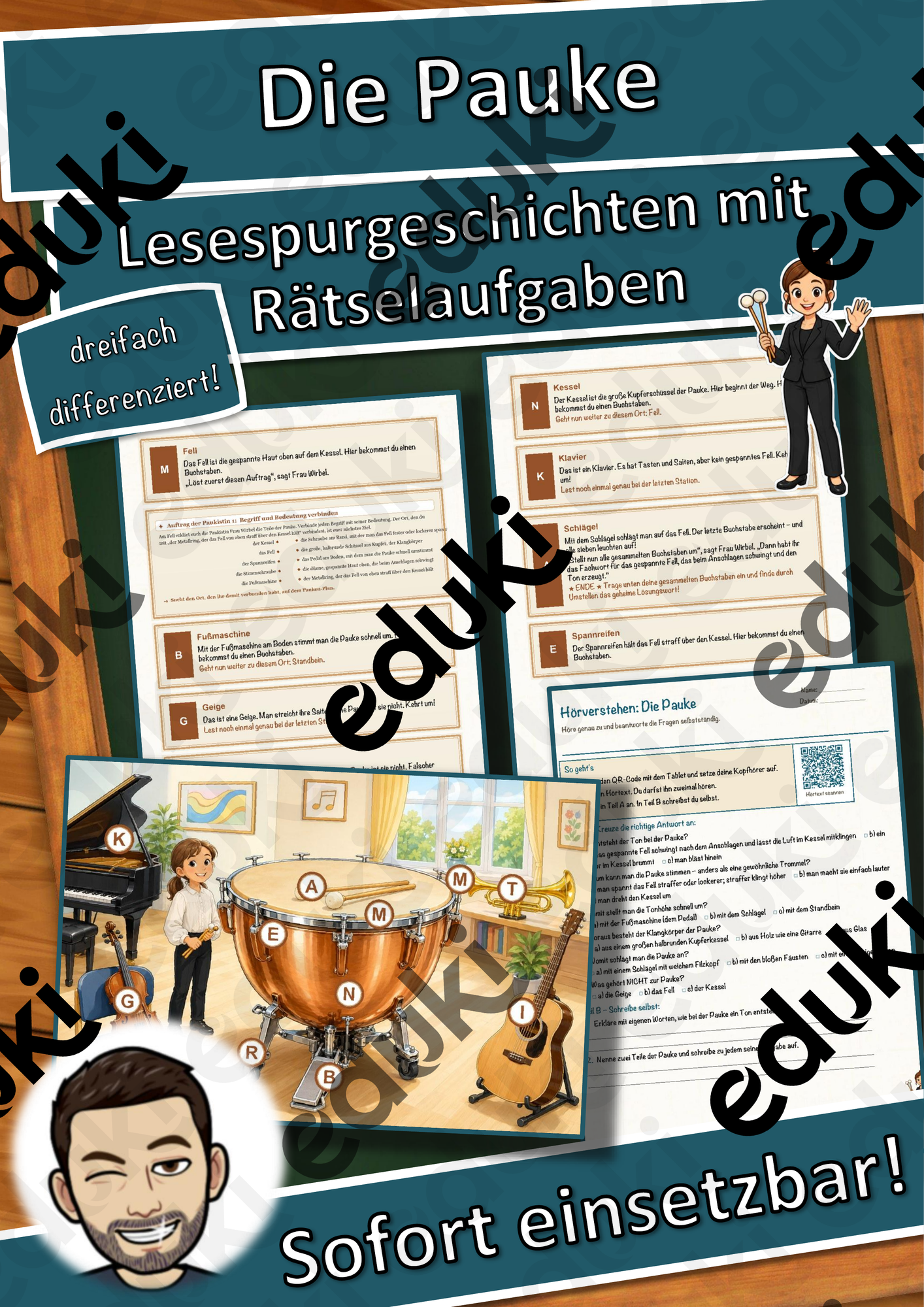 Die Pauke – Lesespurgeschichte mit Rätselaufgaben (Klasse 8)