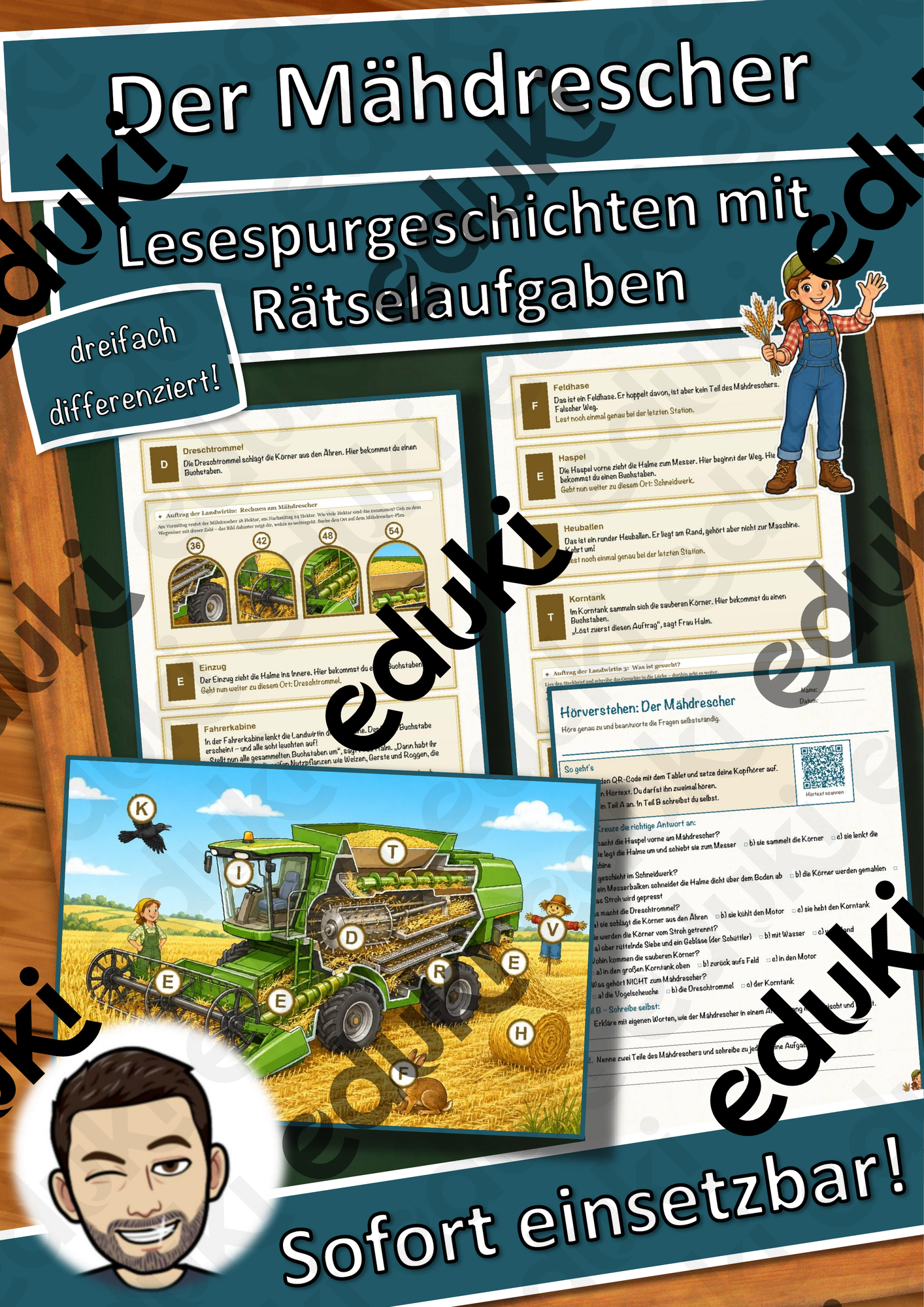 Der Mähdrescher – Lesespurgeschichte mit Rätselaufgaben (Klasse 8)