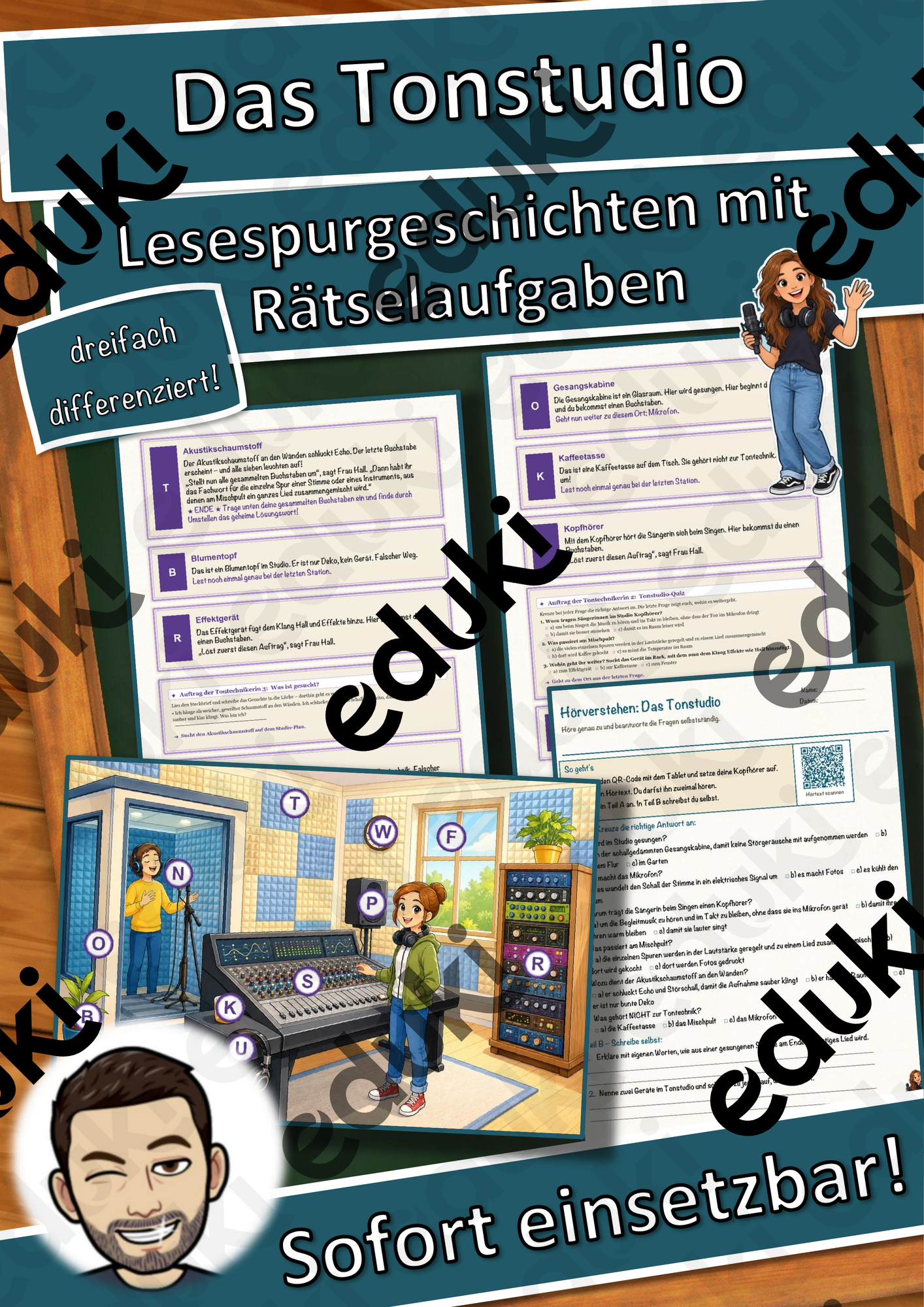 Das Tonstudio – Lesespurgeschichte mit Rätselaufgaben (Klasse 9)