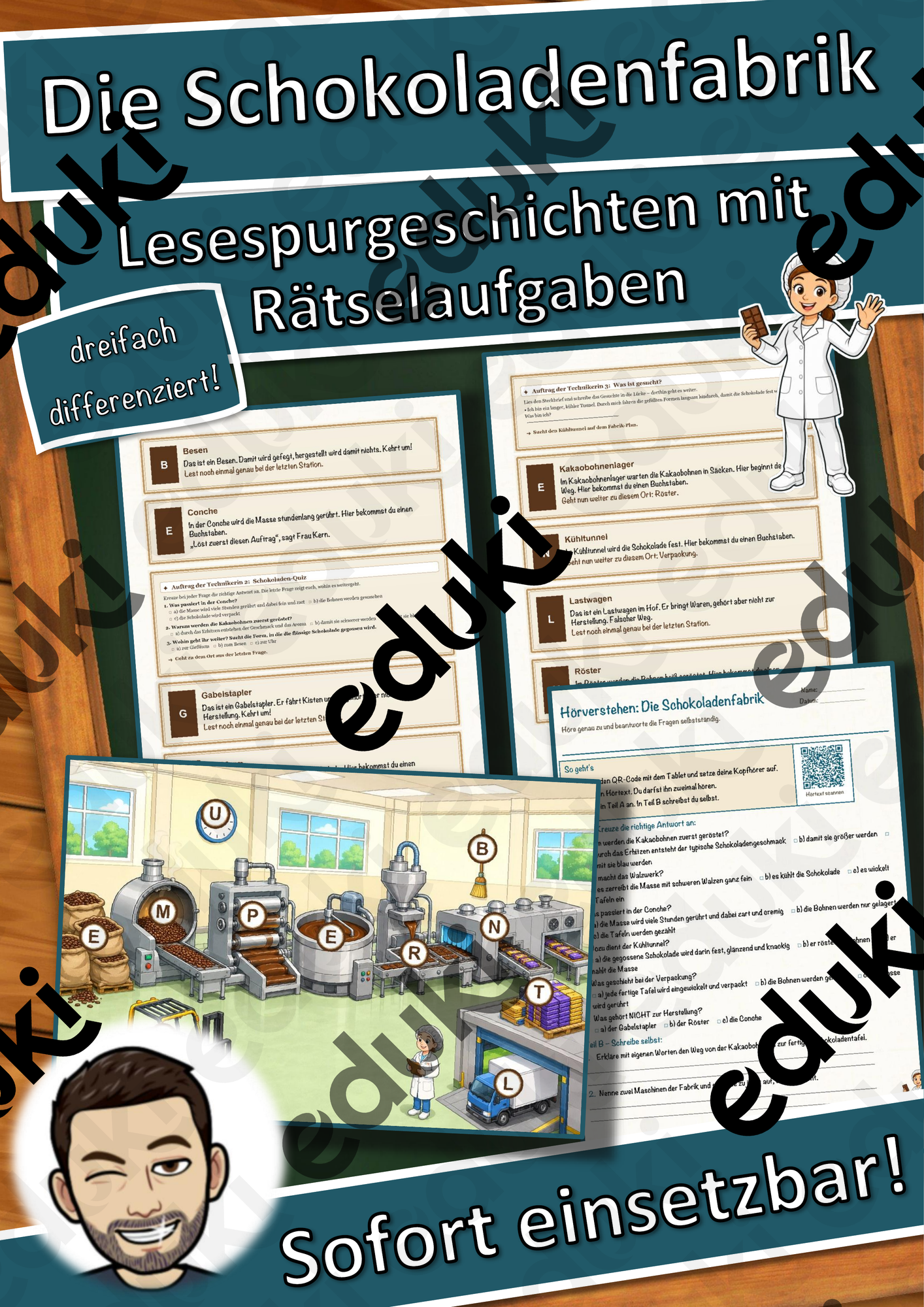Die Schokoladenfabrik – Lesespurgeschichte mit Rätselaufgaben (Klasse 8)