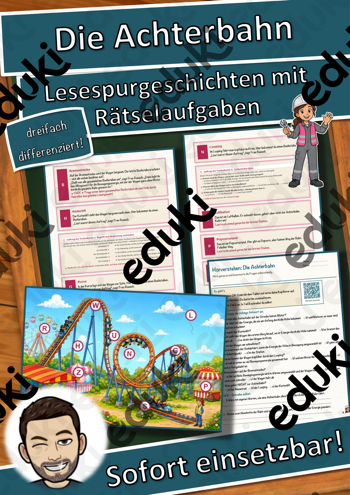 Die Achterbahn – Lesespurgeschichte mit Rätselaufgaben (Klasse 8)