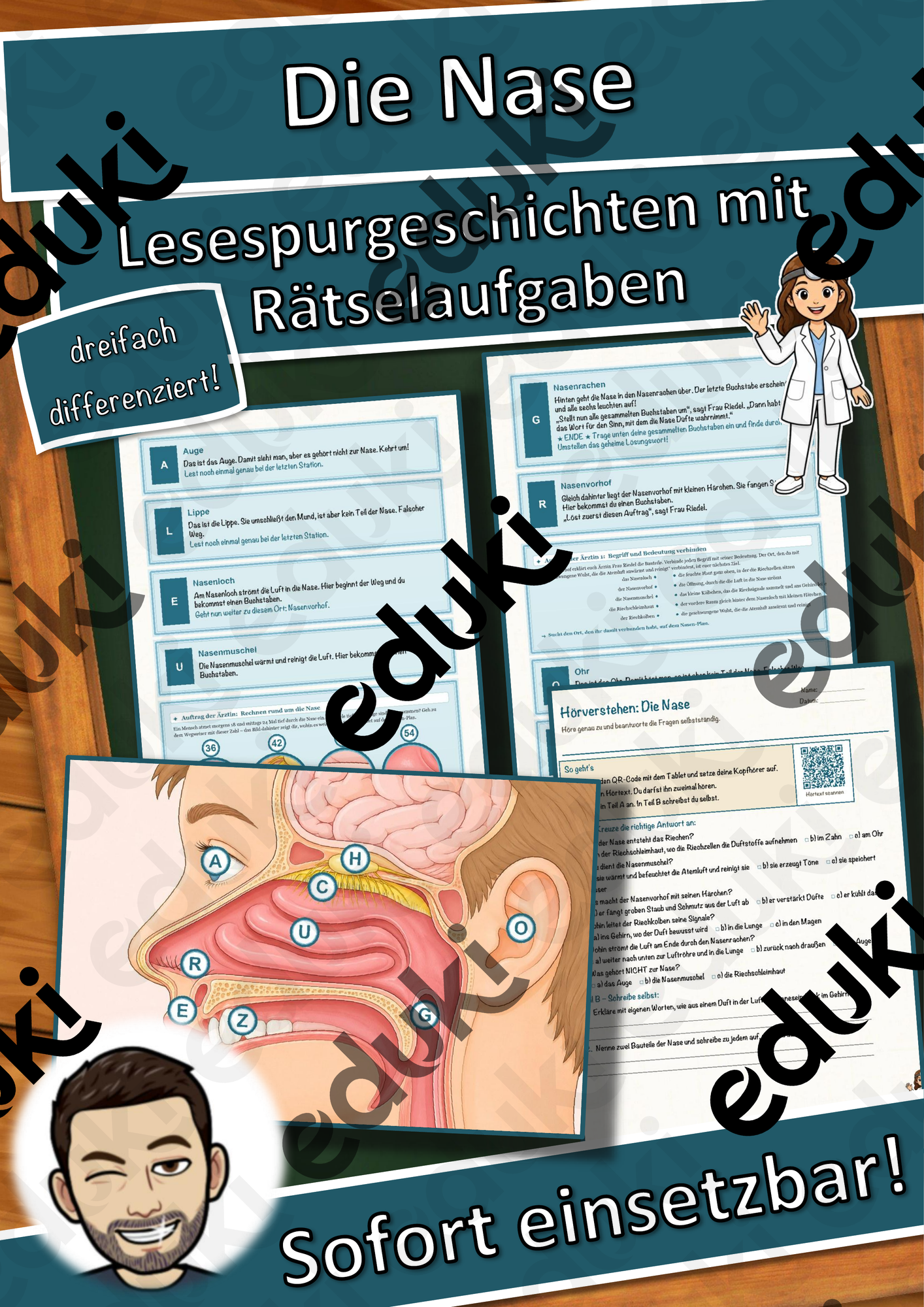 Die Nase – Lesespurgeschichte mit Rätselaufgaben (Klasse 8)