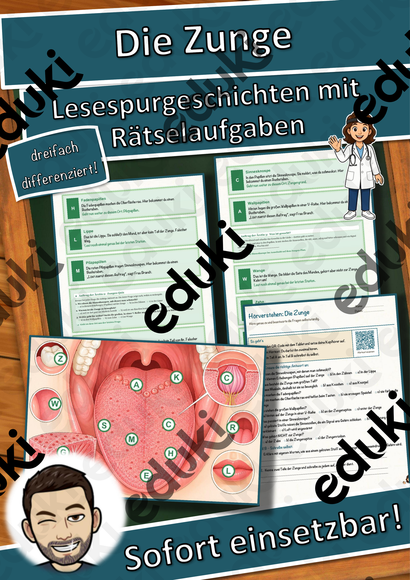 Die Zunge – Lesespurgeschichte mit Rätselaufgaben (Klasse 8)