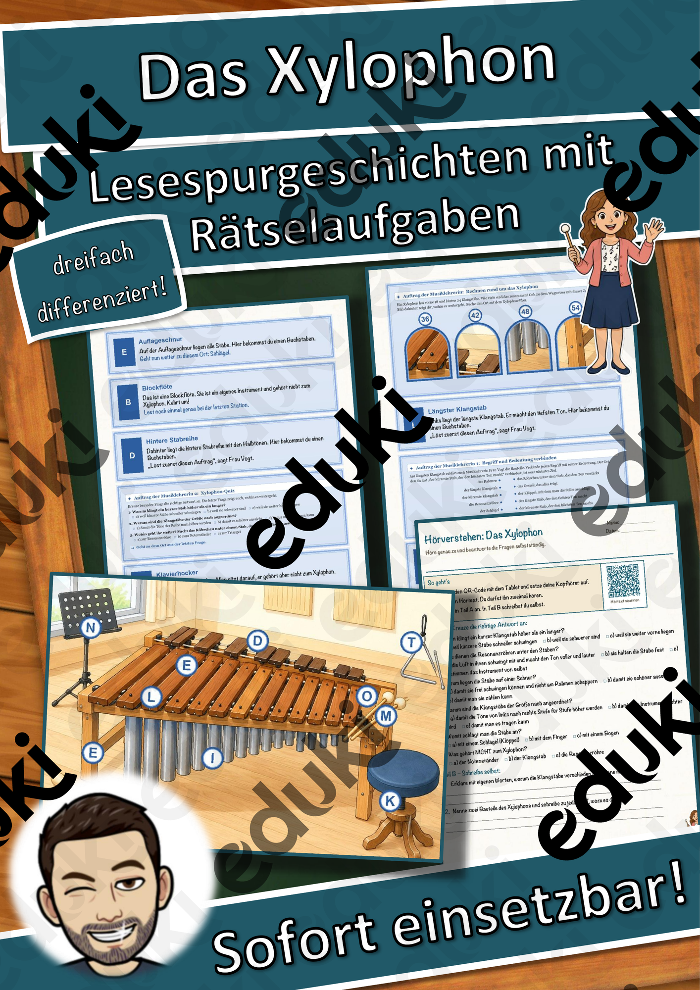 Das Xylophon – Lesespurgeschichte mit Rätselaufgaben (Klasse 8)