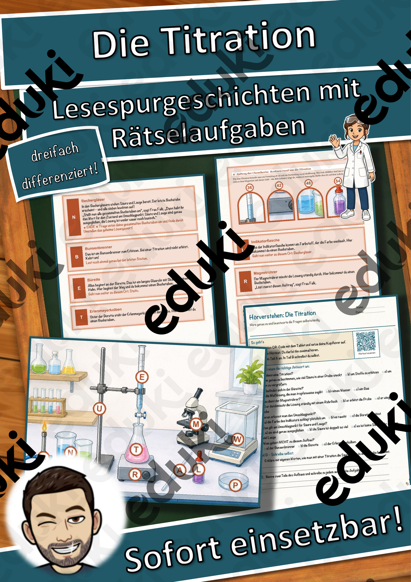 Die Titration – Lesespurgeschichte mit Rätselaufgaben (Klasse 9)