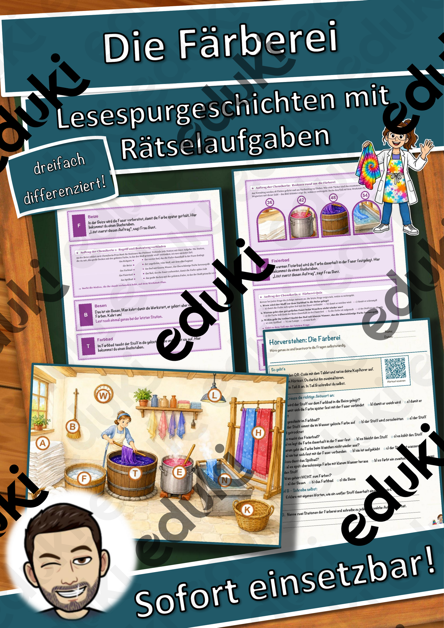 Die Färberei – Lesespurgeschichte mit Rätselaufgaben (Klasse 8)