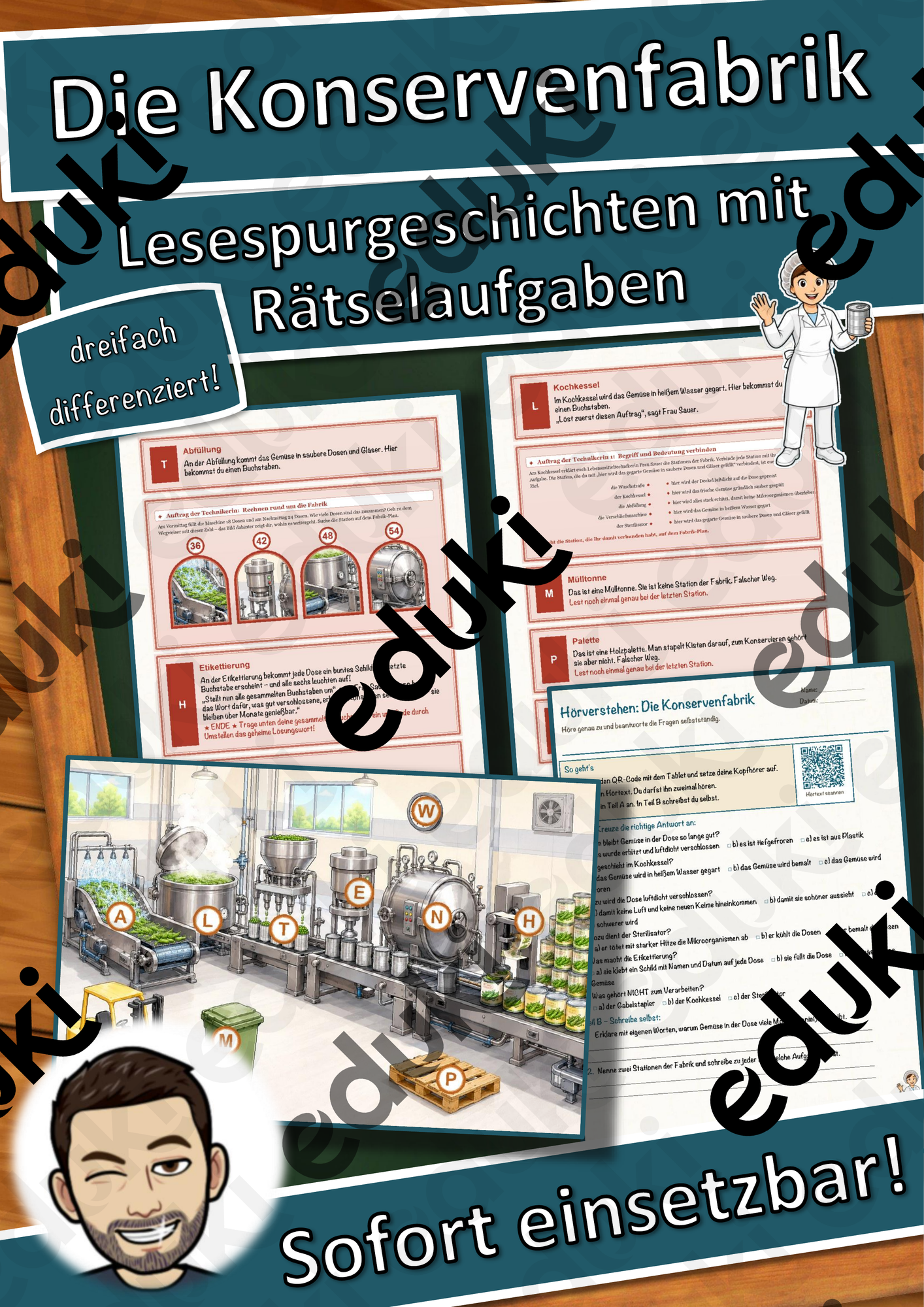 Die Konservenfabrik – Lesespurgeschichte mit Rätselaufgaben (Klasse 8)