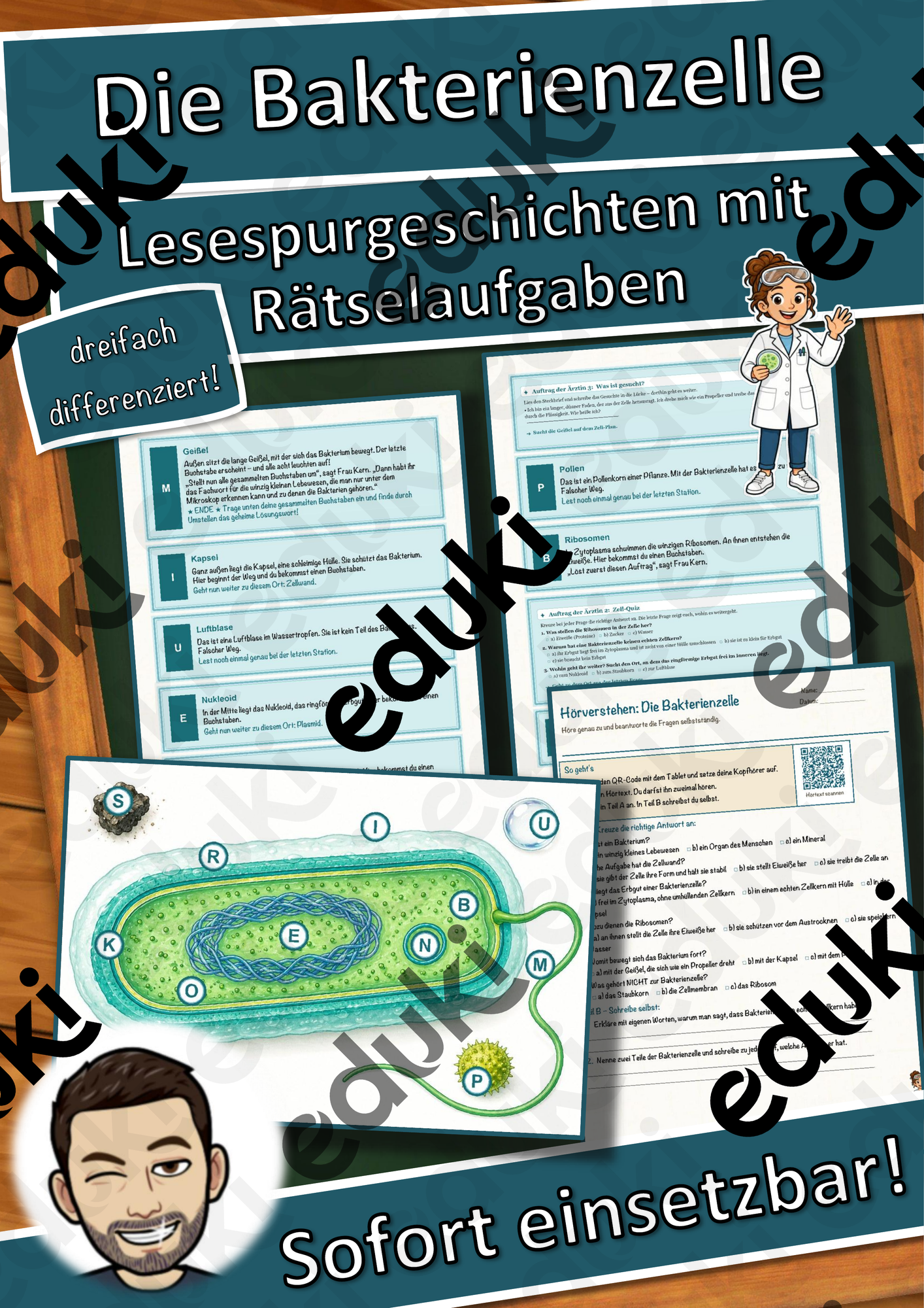 Die Bakterienzelle – Lesespurgeschichte mit Rätselaufgaben (Klasse 8)