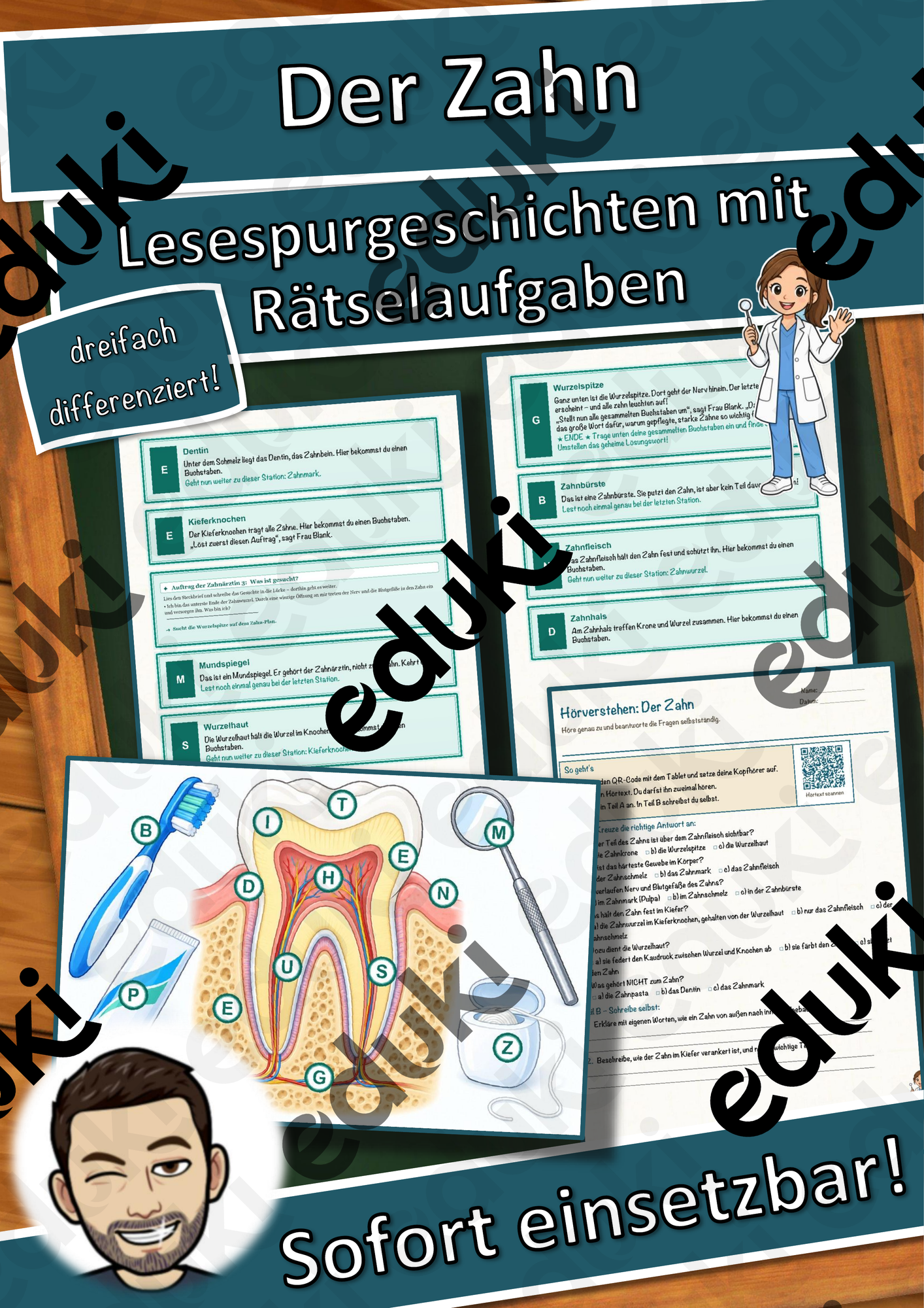 Der Zahn – Lesespurgeschichte mit Rätselaufgaben (Klasse 8)