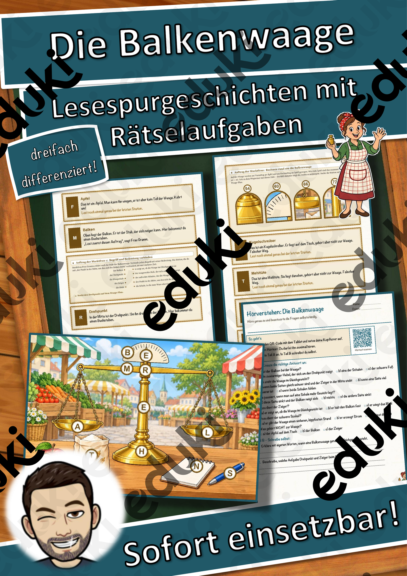 Die Balkenwaage – Lesespurgeschichte mit Rätselaufgaben (Klasse 8)