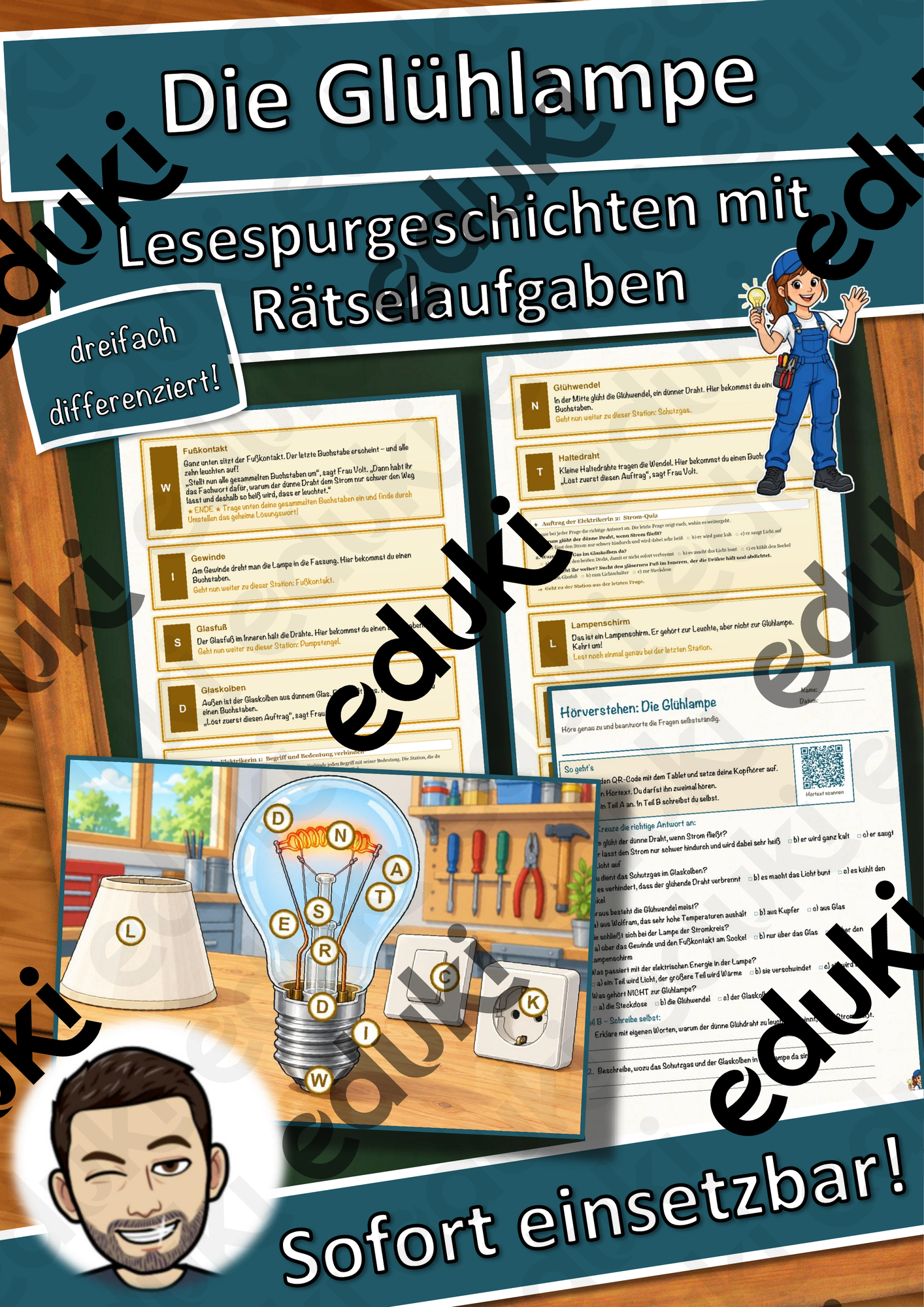 Die Glühlampe – Lesespurgeschichte mit Rätselaufgaben (Klasse 8)