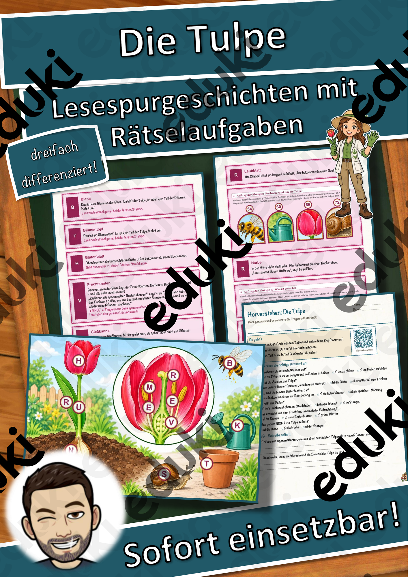 Die Tulpe – Lesespurgeschichte mit Rätselaufgaben (Klasse 8)