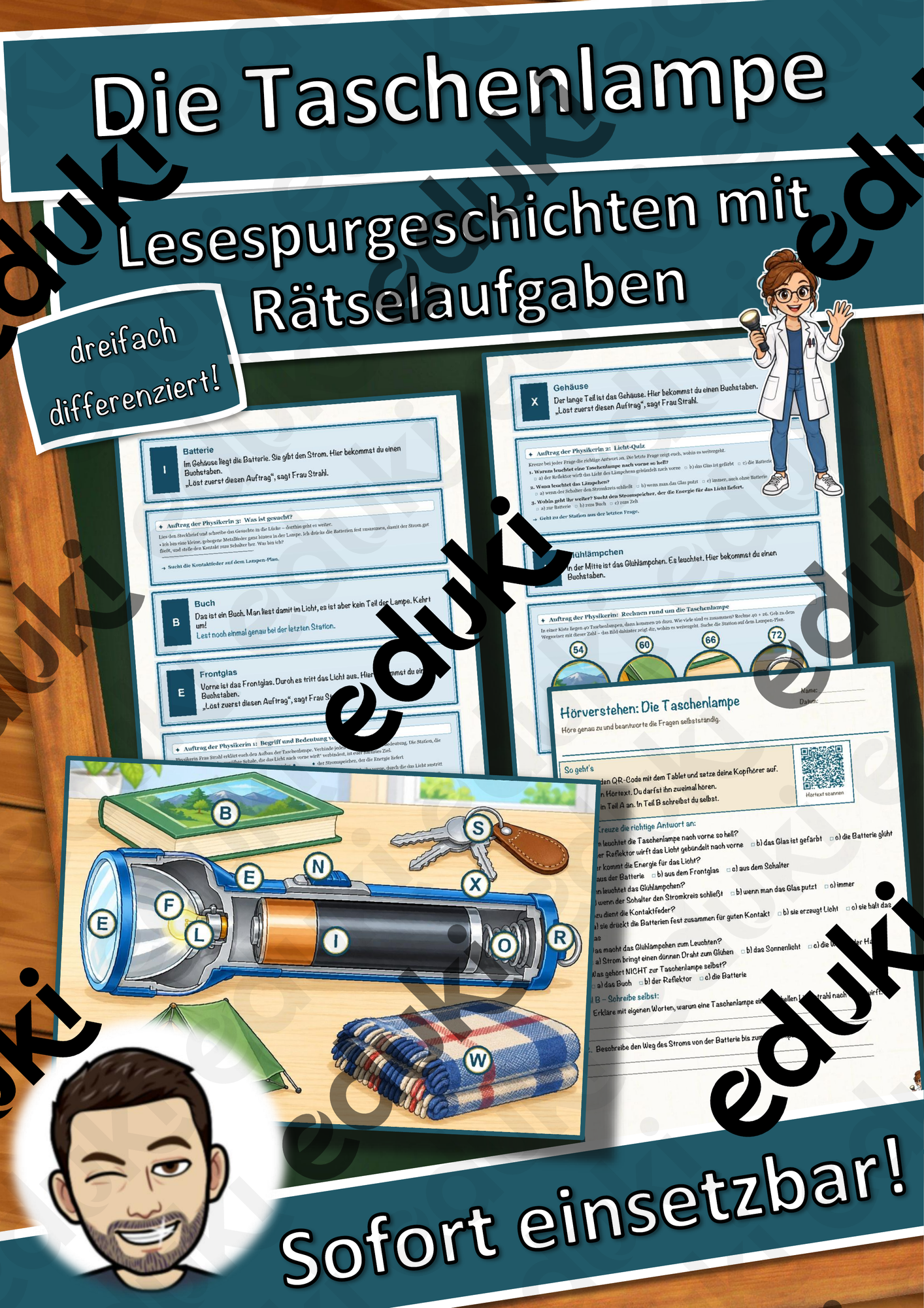 Die Taschenlampe – Lesespurgeschichte mit Rätselaufgaben (Klasse 8)
