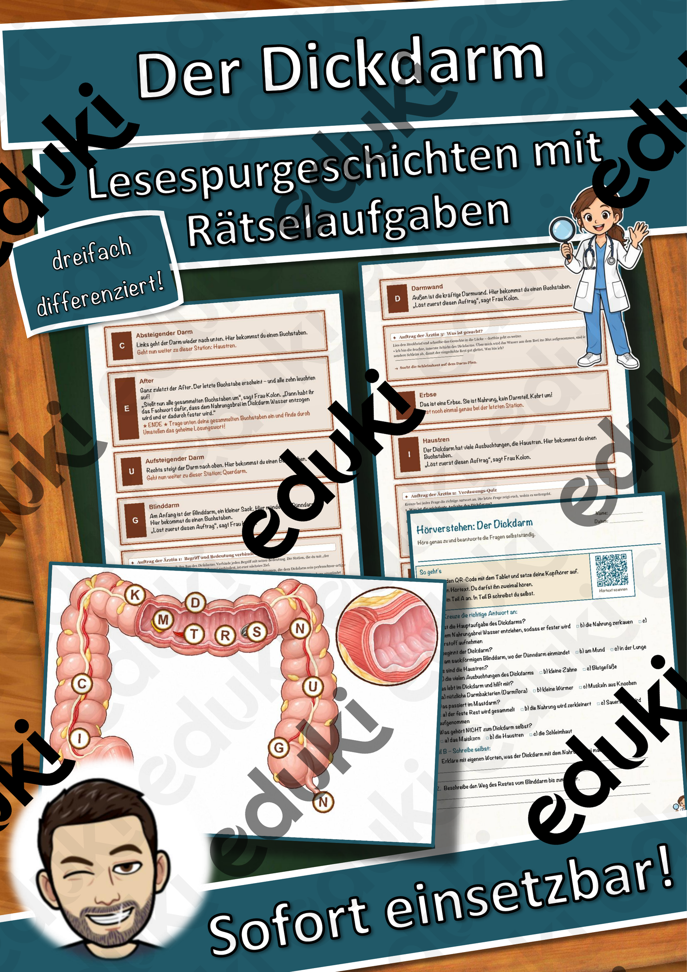 Der Dickdarm – Lesespurgeschichte mit Rätselaufgaben (Klasse 8)