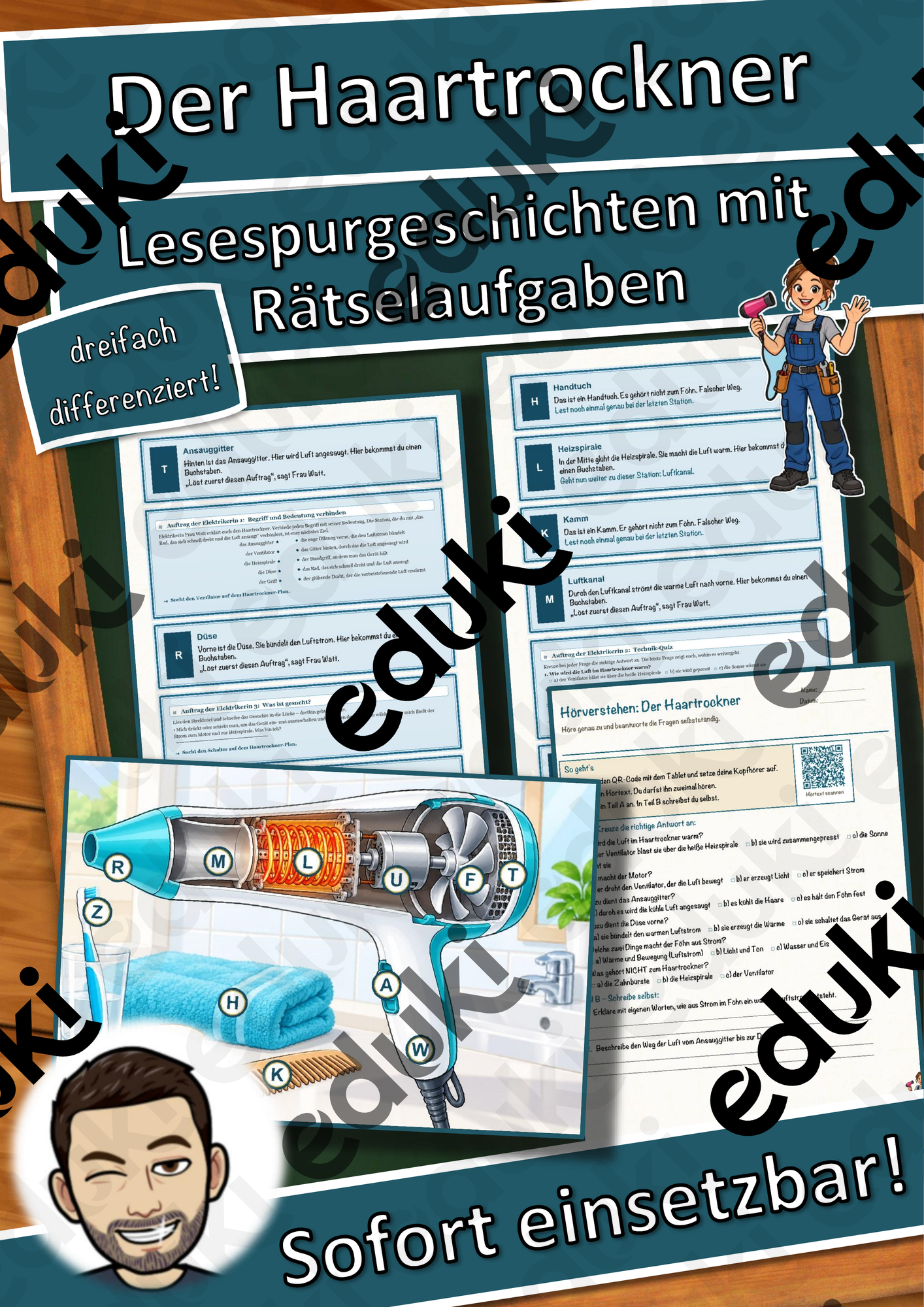 Der Haartrockner – Lesespurgeschichte mit Rätselaufgaben (Klasse 8)