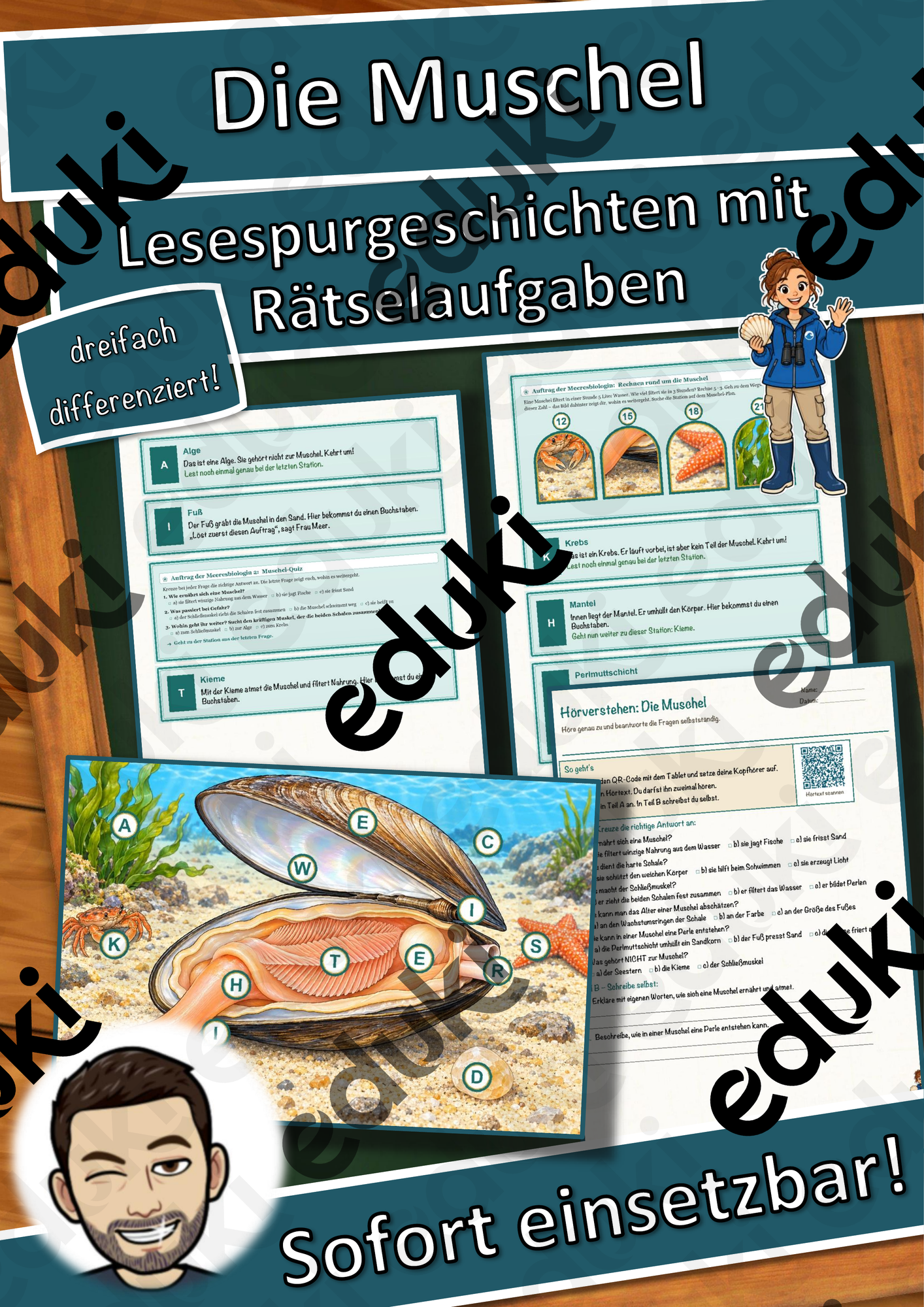Die Muschel – Lesespurgeschichte mit Rätselaufgaben (Klasse 8)