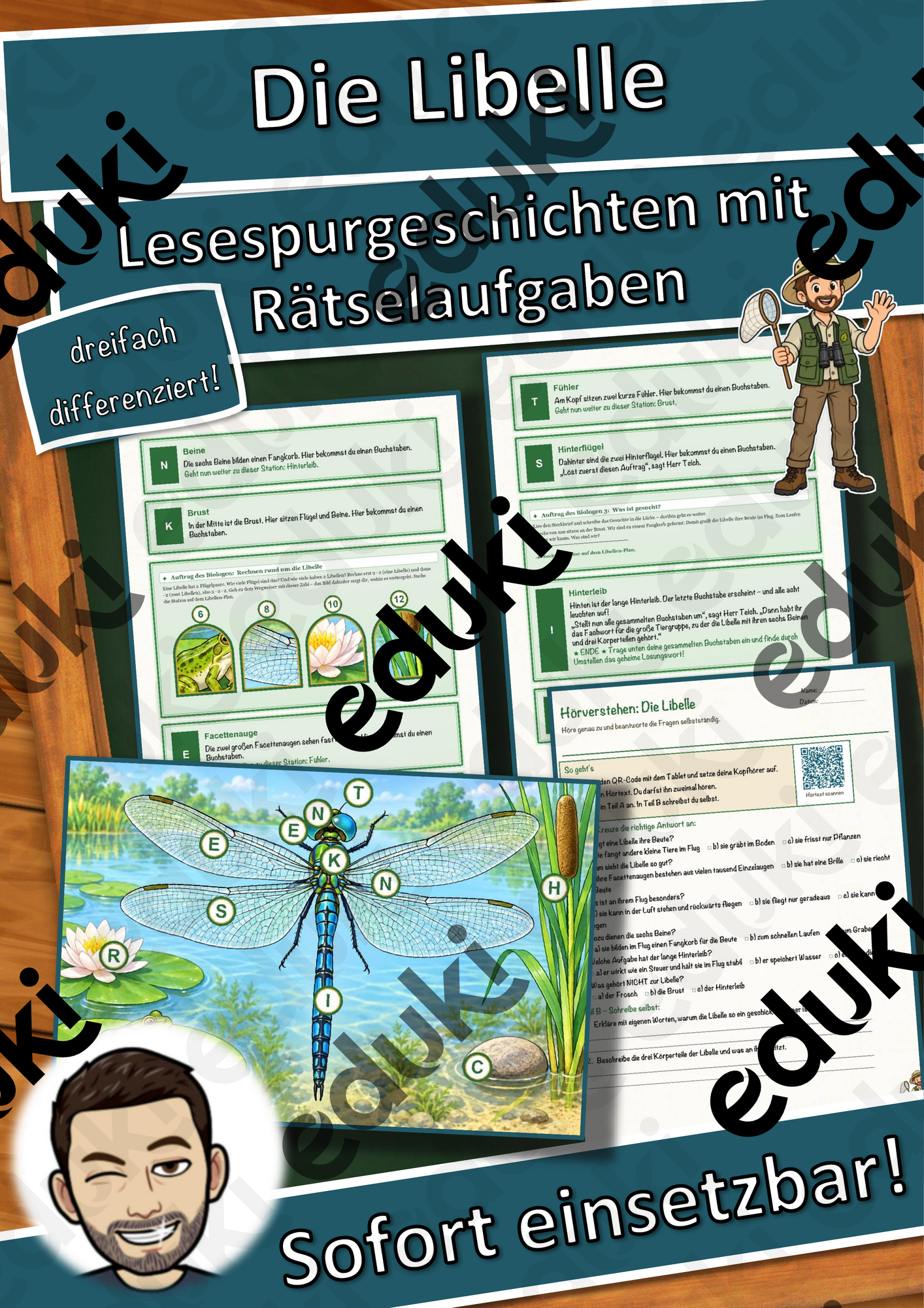 Die Libelle – Lesespurgeschichte mit Rätselaufgaben (Klasse 8)