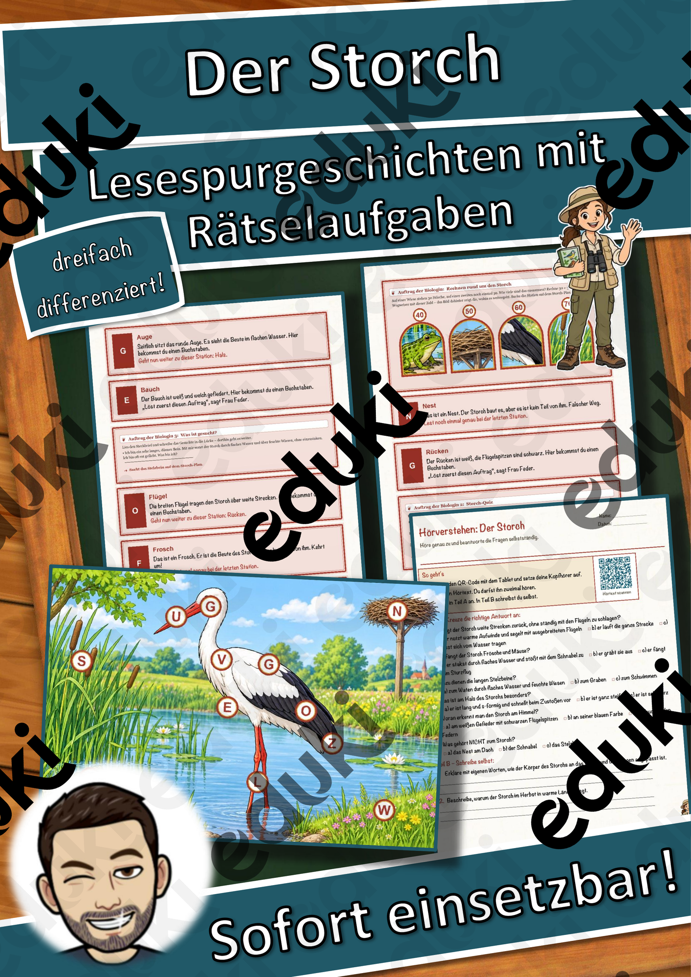 Der Storch – Lesespurgeschichte mit Rätselaufgaben (Klasse 8)