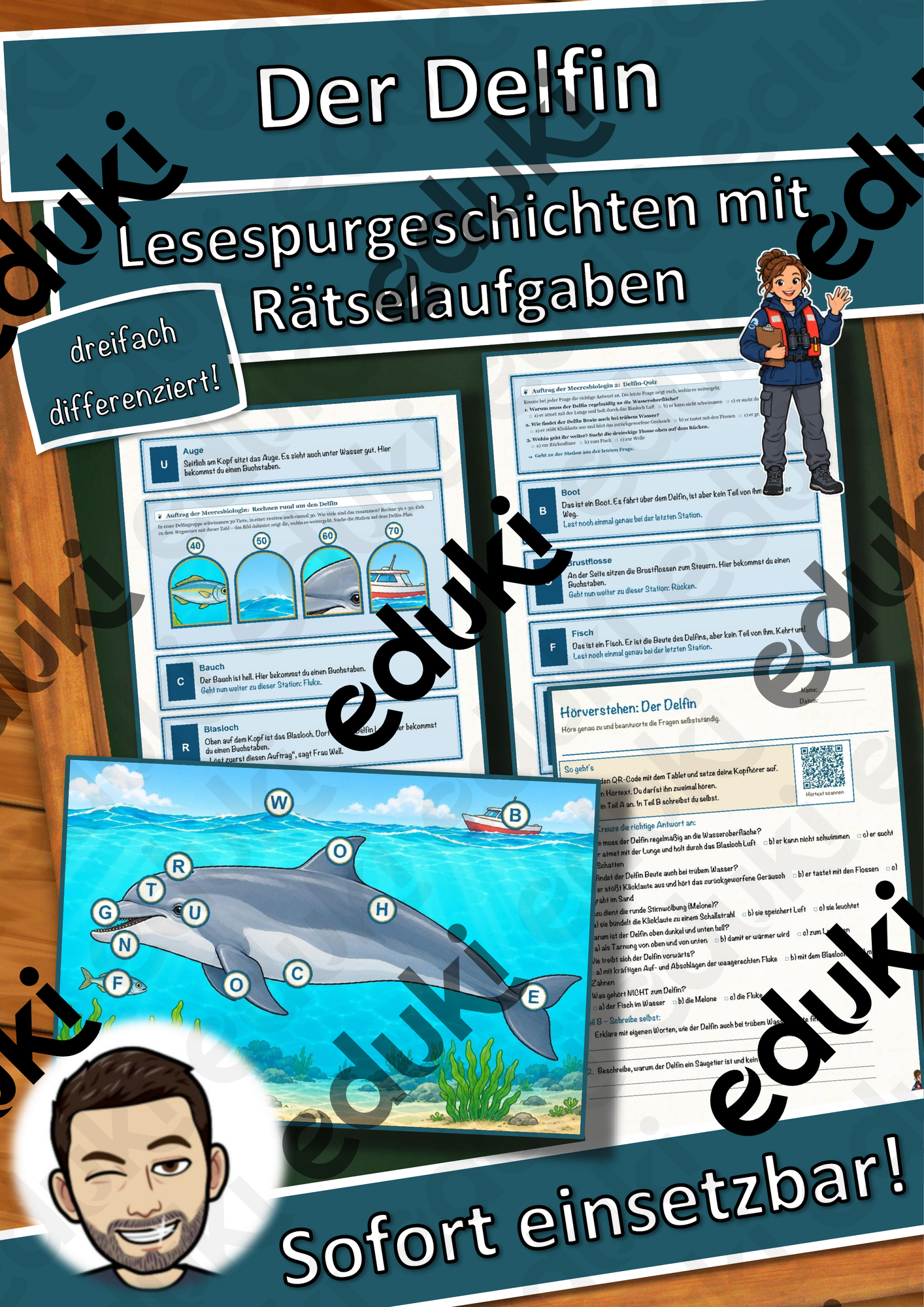 Der Delfin – Lesespurgeschichte mit Rätselaufgaben (Klasse 8)