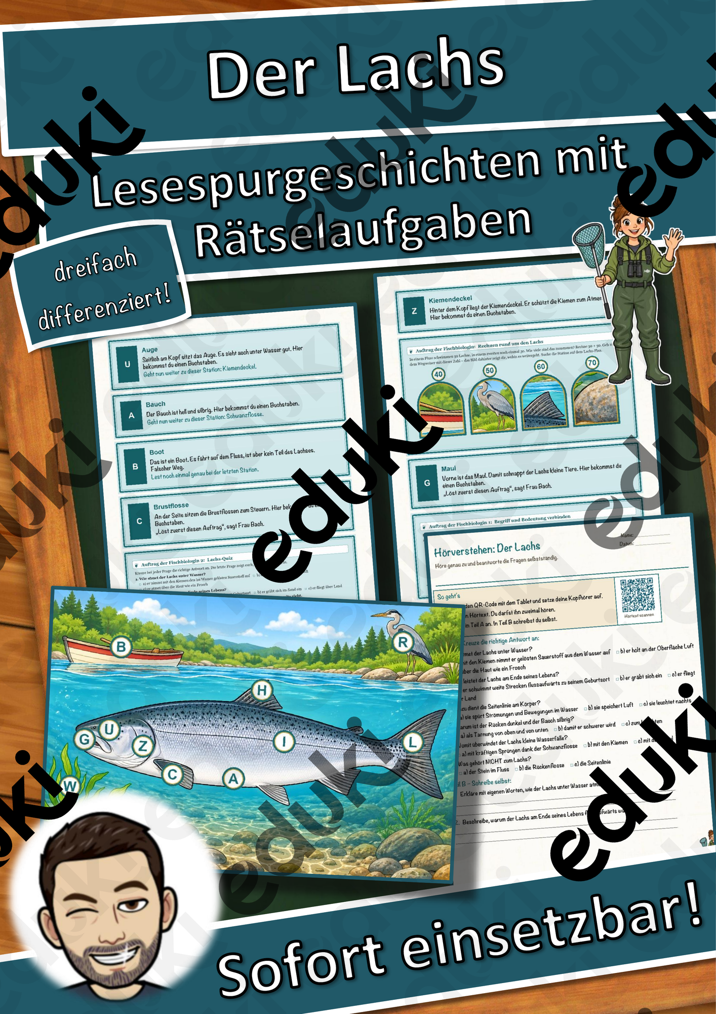 Der Lachs – Lesespurgeschichte mit Rätselaufgaben (Klasse 8)