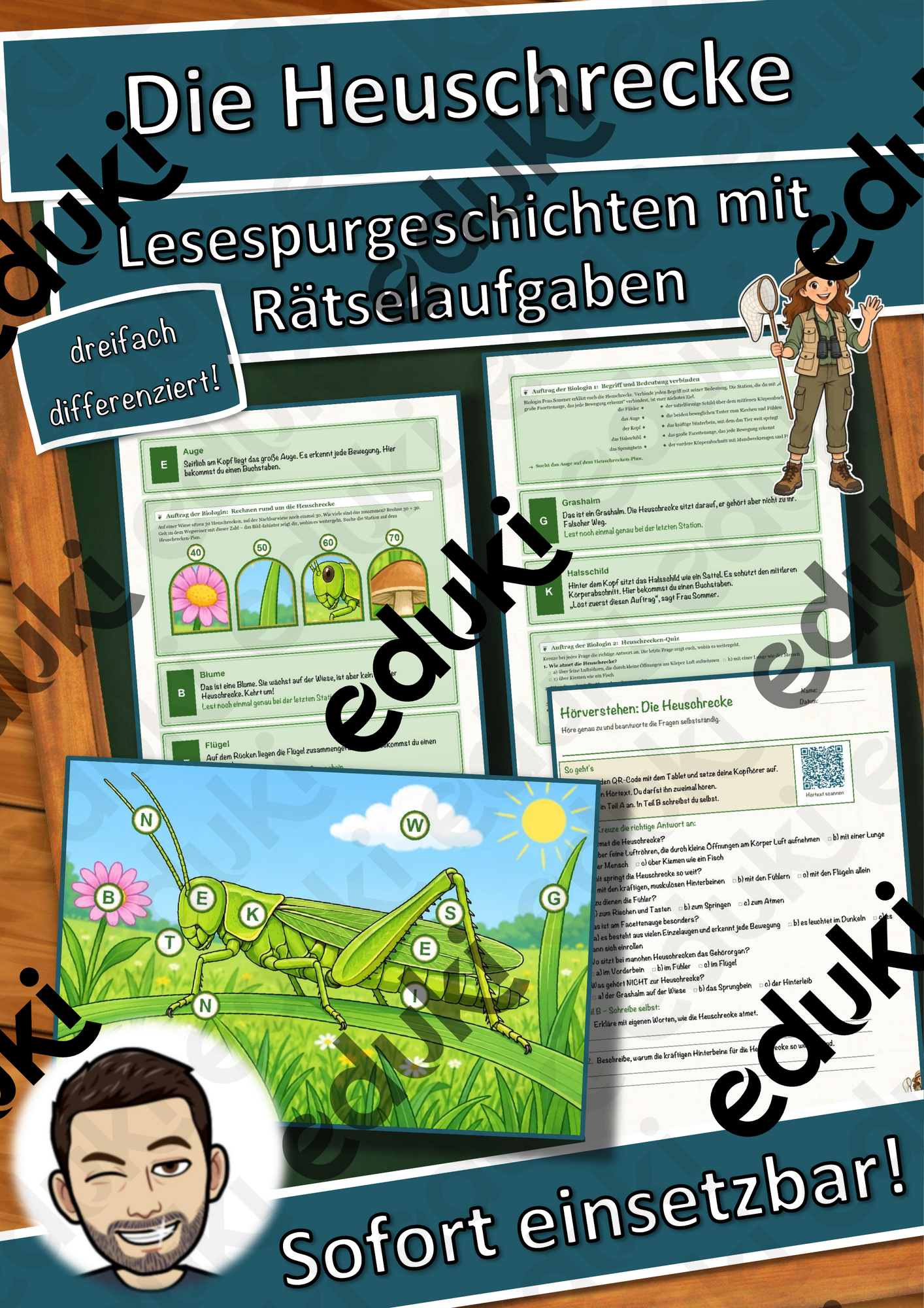 Die Heuschrecke – Lesespurgeschichte mit Rätselaufgaben (Klasse 8)