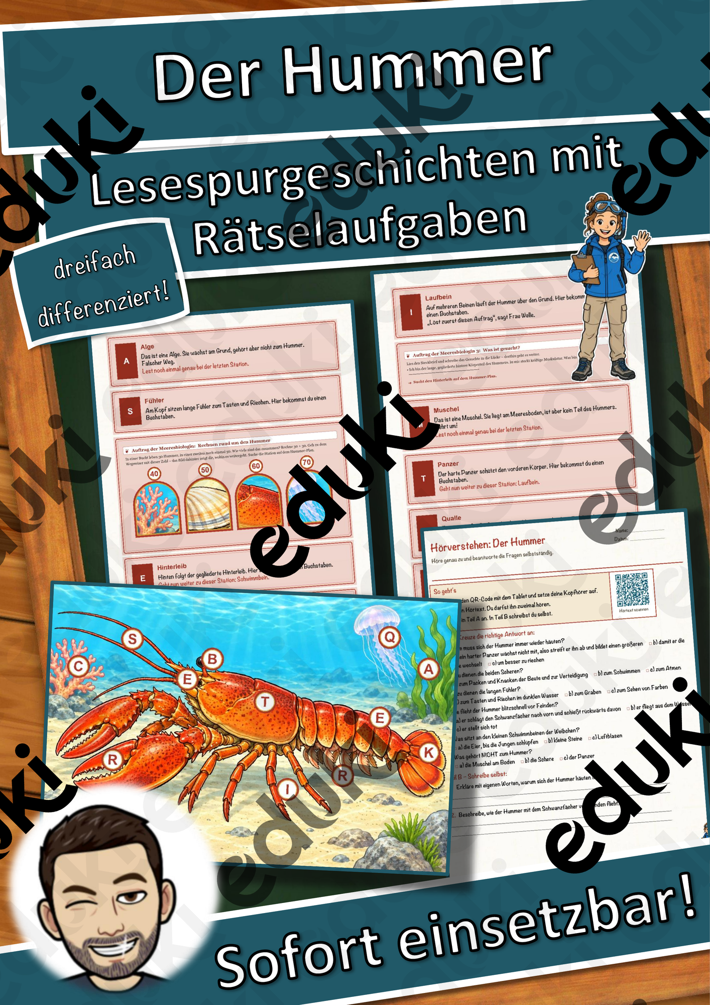 Der Hummer – Lesespurgeschichte mit Rätselaufgaben (Klasse 8)