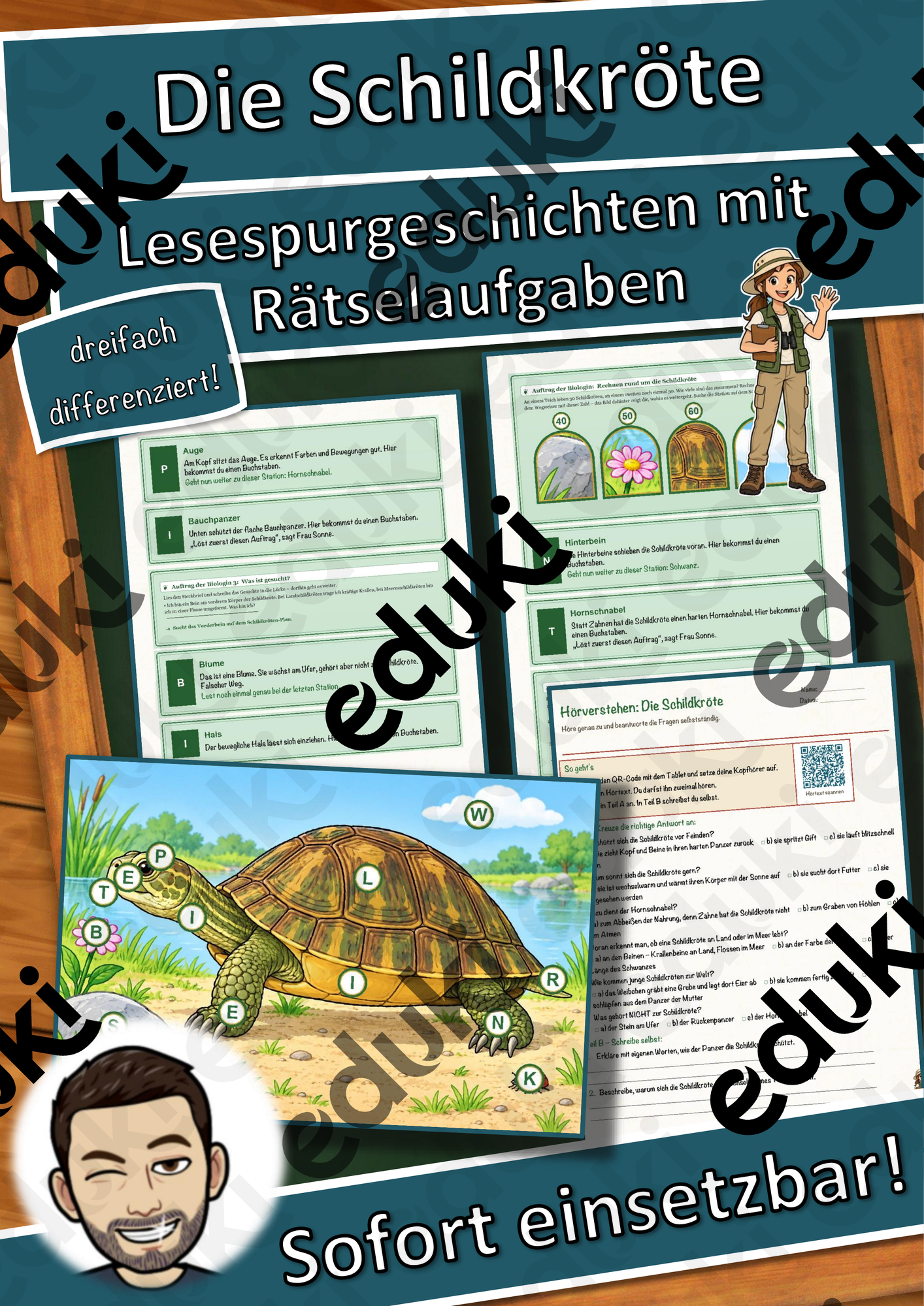 Die Schildkröte – Lesespurgeschichte mit Rätselaufgaben (Klasse 8)