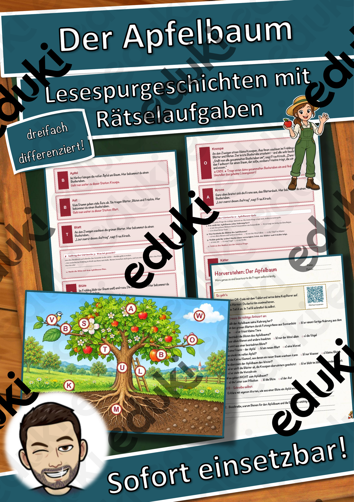 Der Apfelbaum – Lesespurgeschichte mit Rätselaufgaben (Klasse 8)