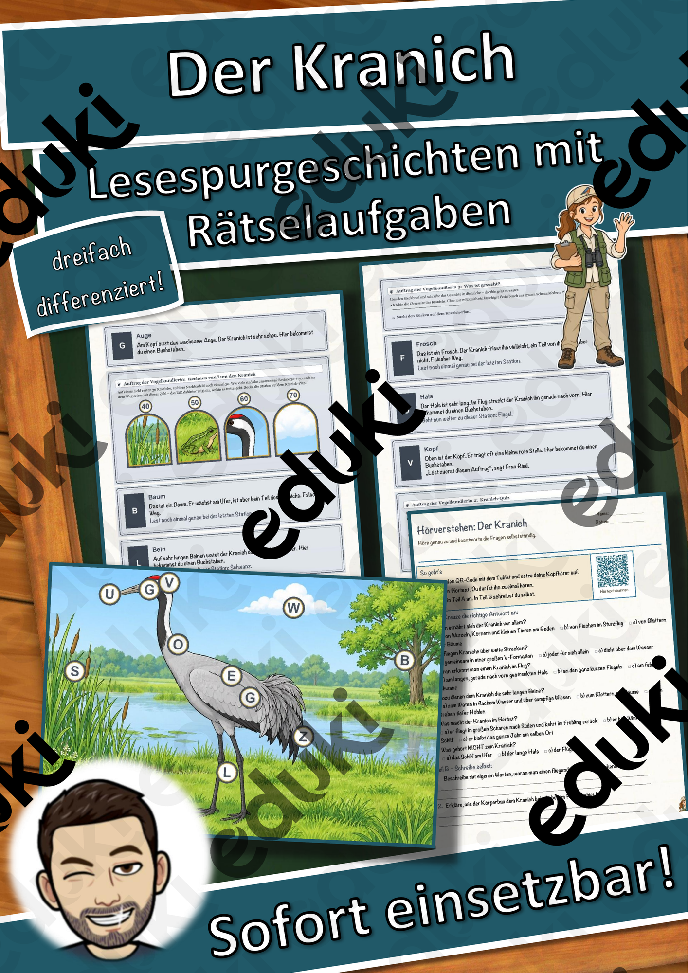 Der Kranich – Lesespurgeschichte mit Rätselaufgaben (Klasse 8)