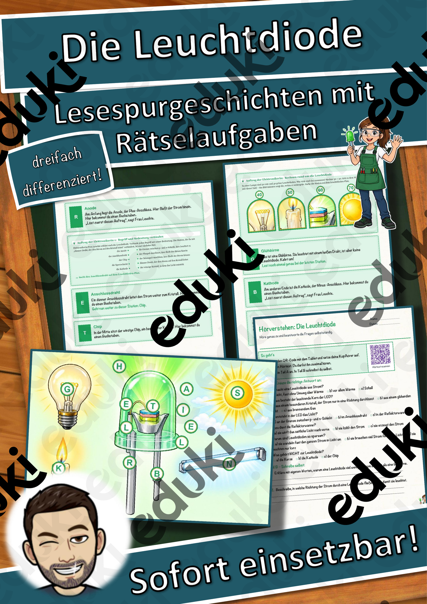 Die Leuchtdiode – Lesespurgeschichte mit Rätselaufgaben (Klasse 9)