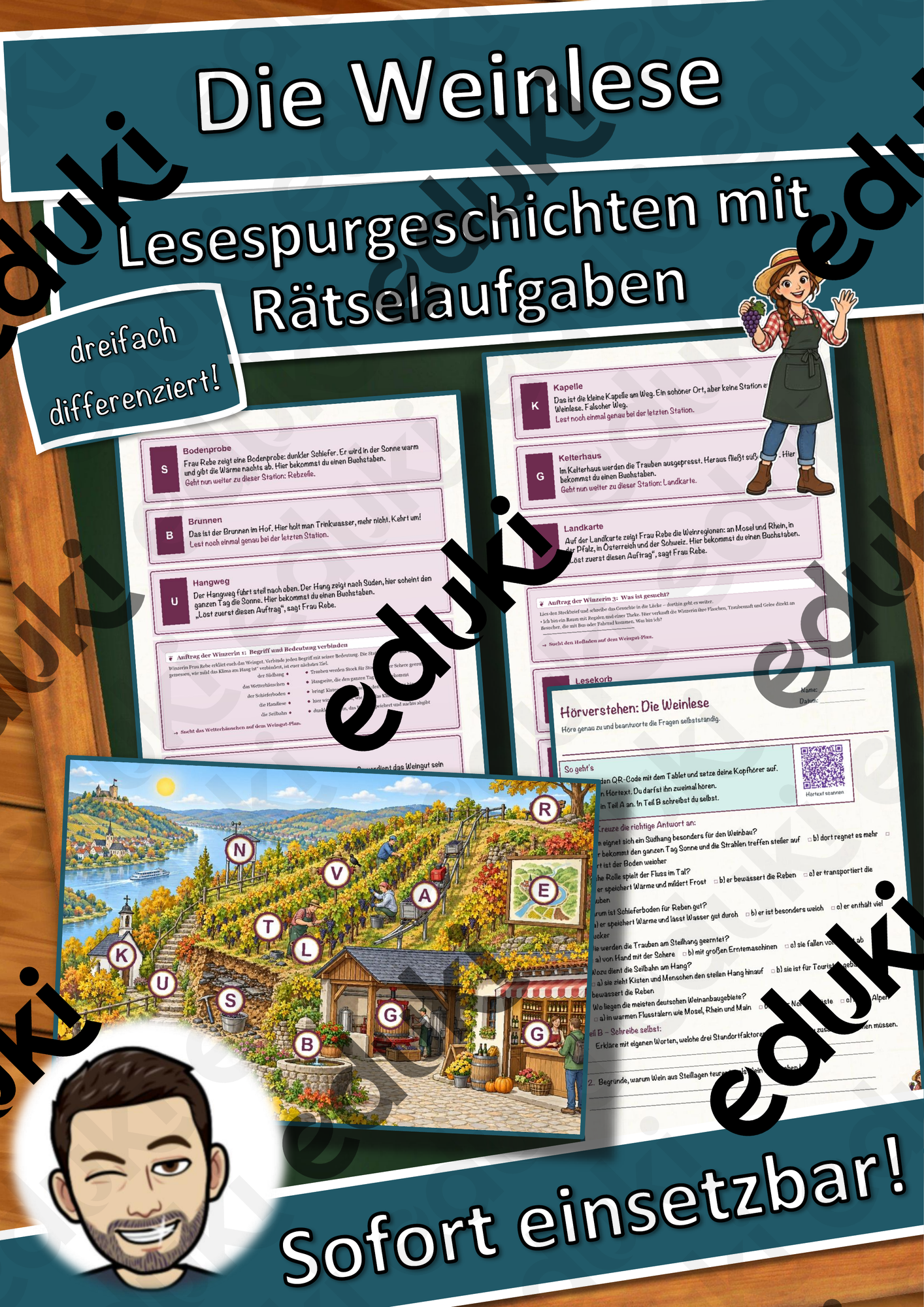 Die Weinlese – Lesespurgeschichte mit Rätselaufgaben (Klasse 7)