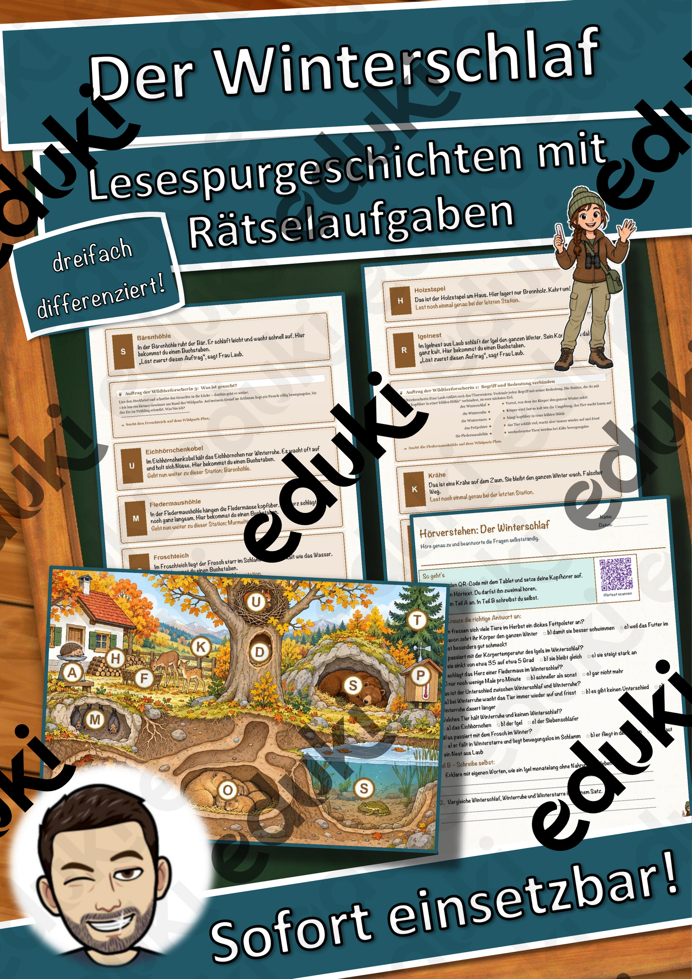 Der Winterschlaf – Lesespurgeschichte mit Rätselaufgaben (Klasse 7)