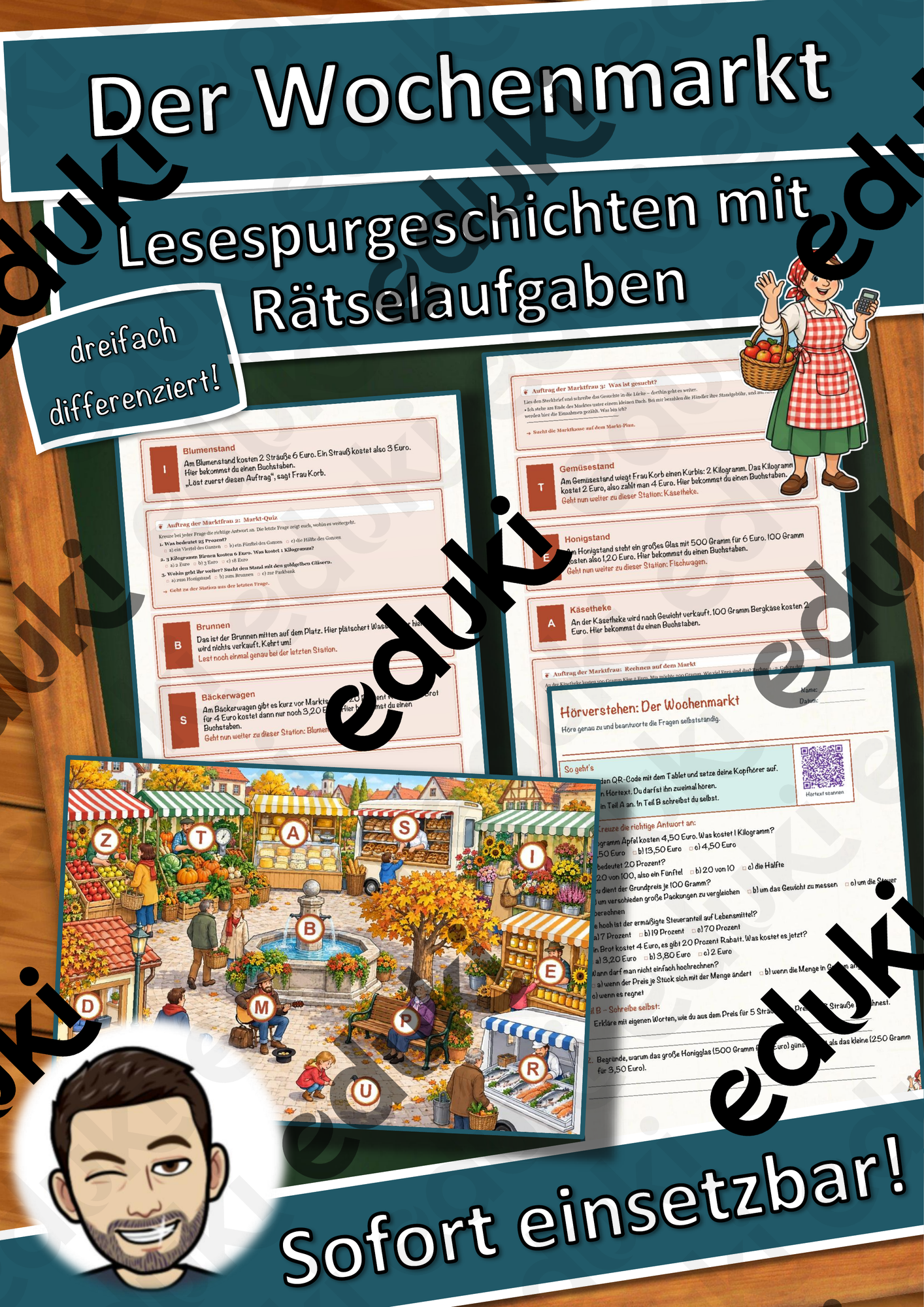 Der Wochenmarkt – Lesespurgeschichte mit Rätselaufgaben (Klasse 7)