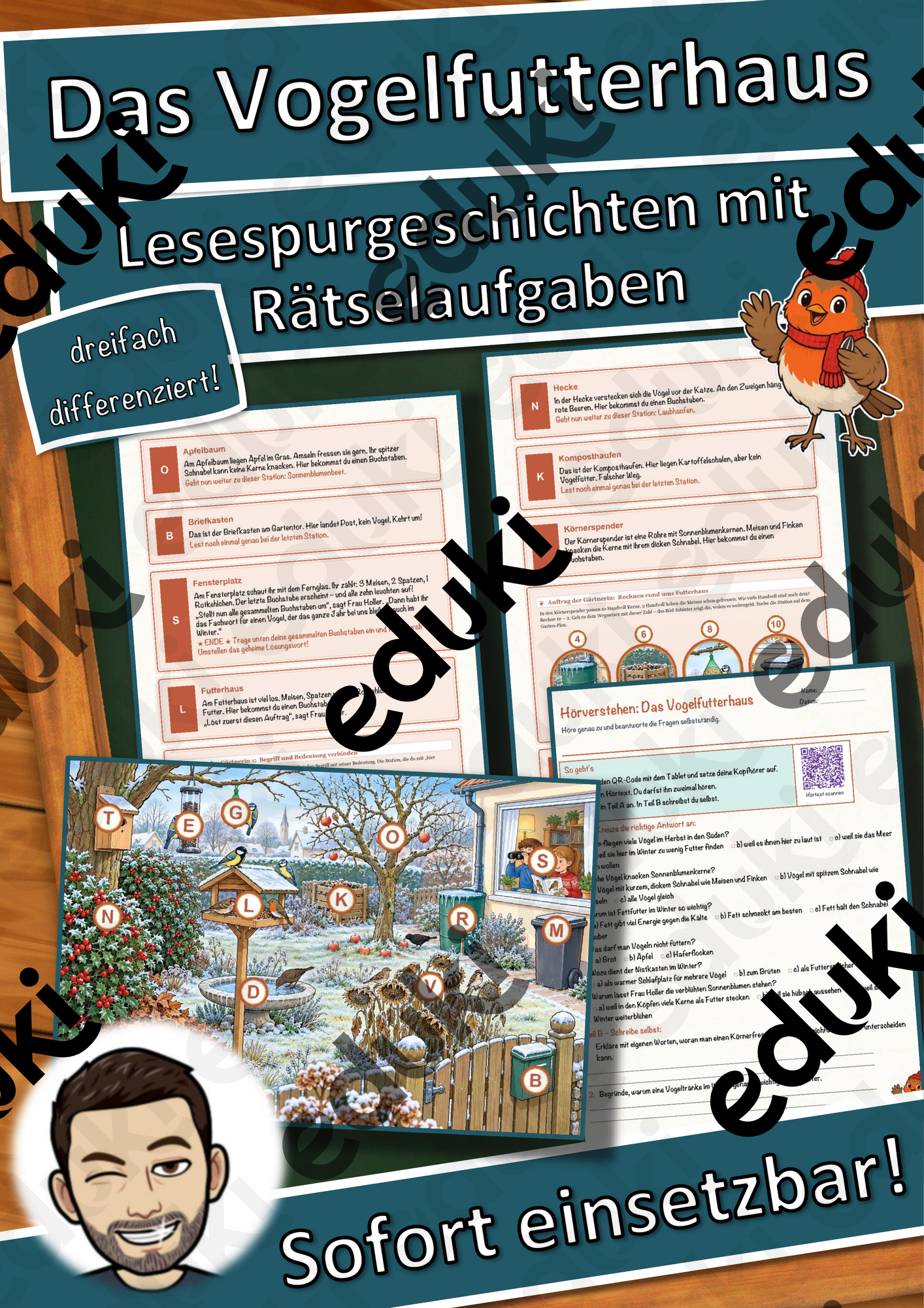 Das Vogelfutterhaus – Lesespurgeschichte mit Rätselaufgaben (Klasse 5)