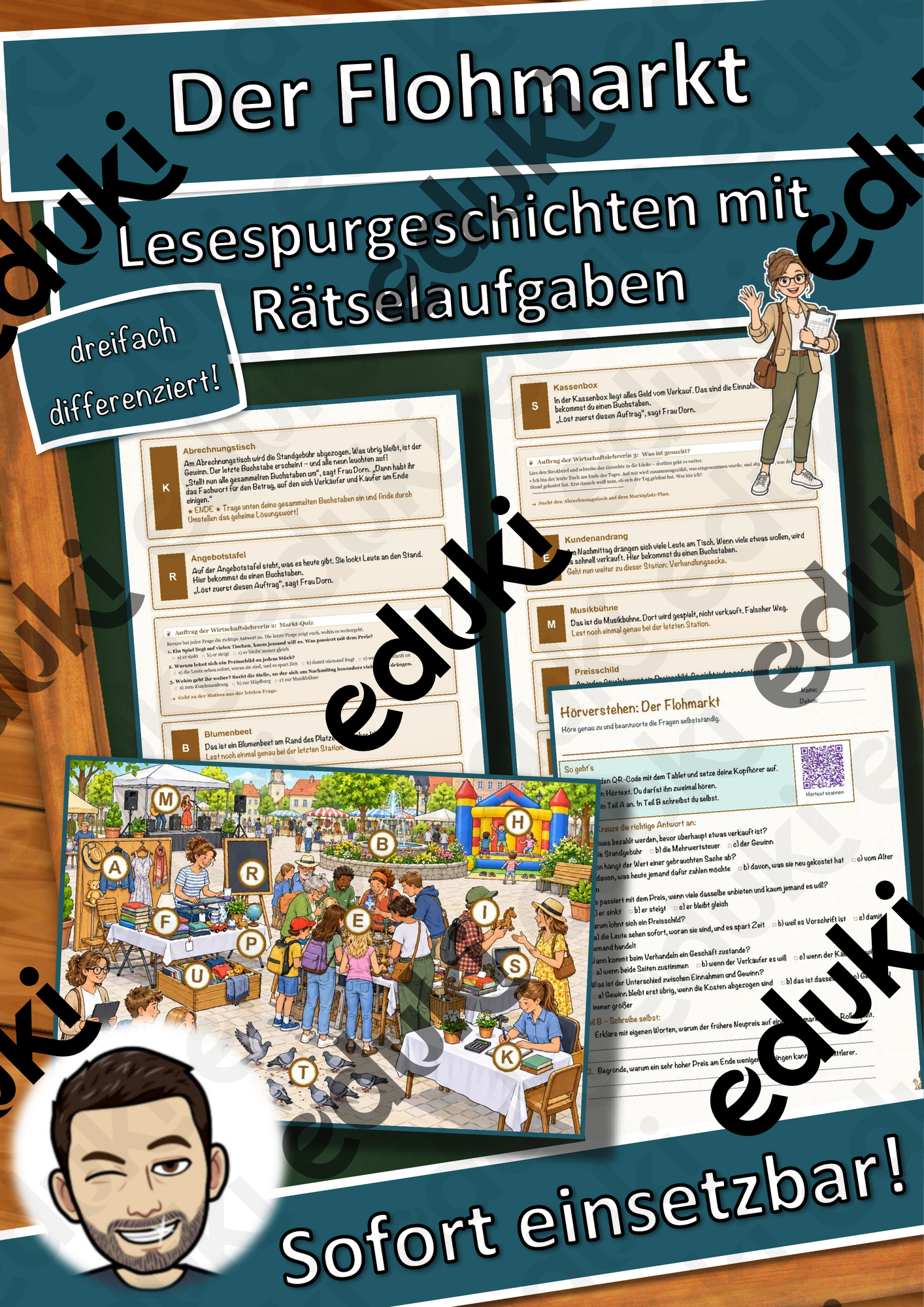 Der Flohmarkt – Lesespurgeschichte mit Rätselaufgaben (Klasse 7)
