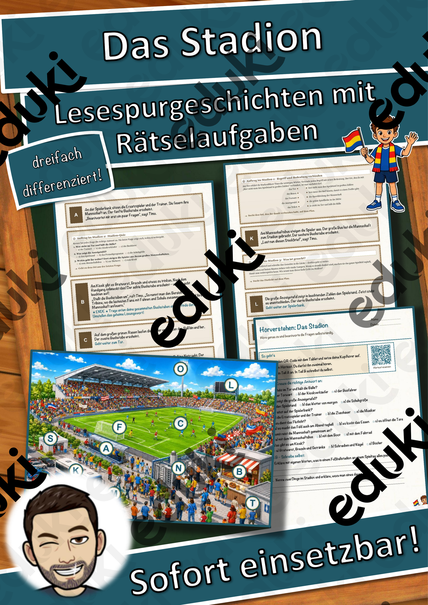 Das Stadion – Lesespurgeschichte mit Rätselaufgaben (Klasse 2)