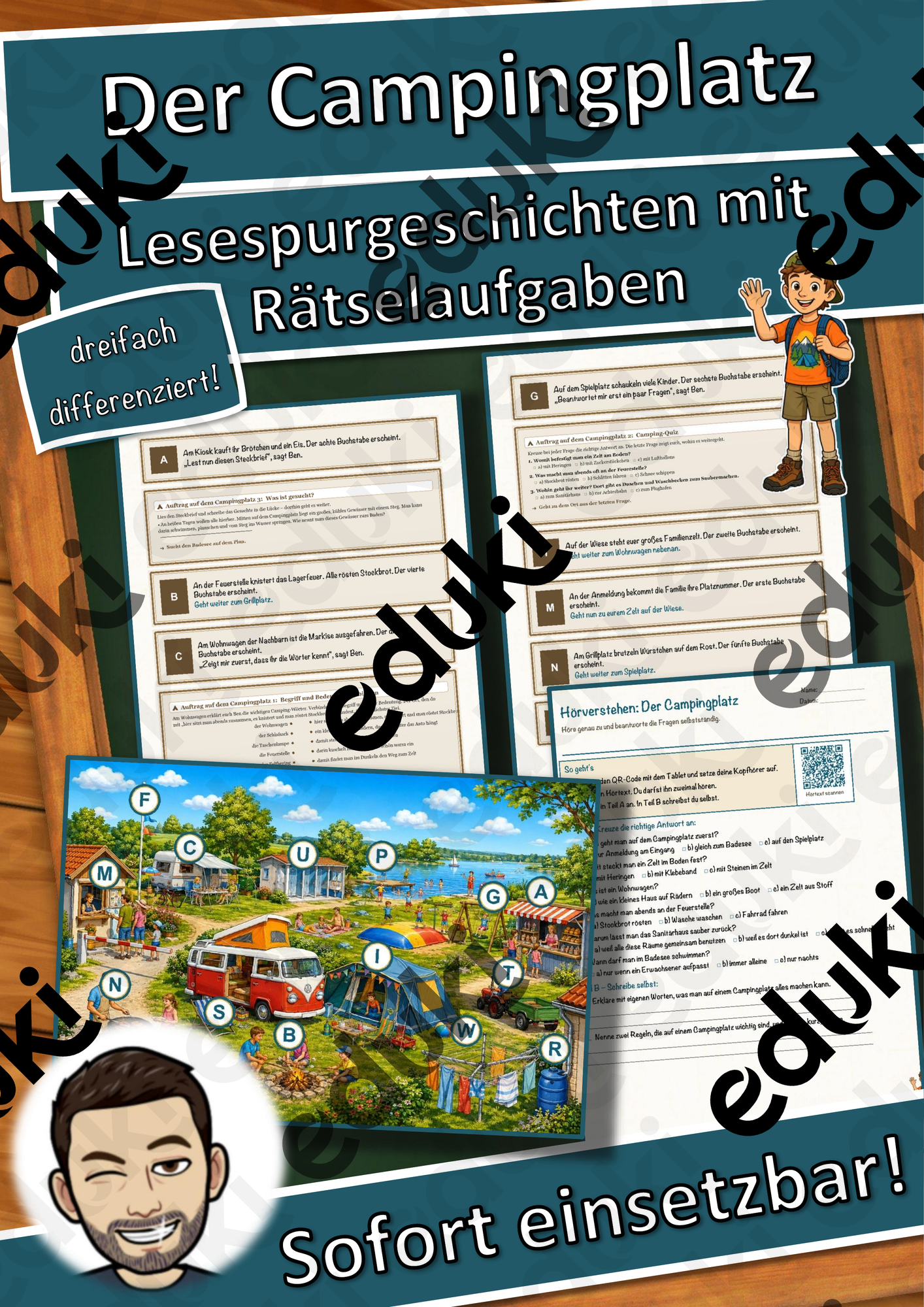 Der Campingplatz – Lesespurgeschichte mit Rätselaufgaben (Klasse 4)