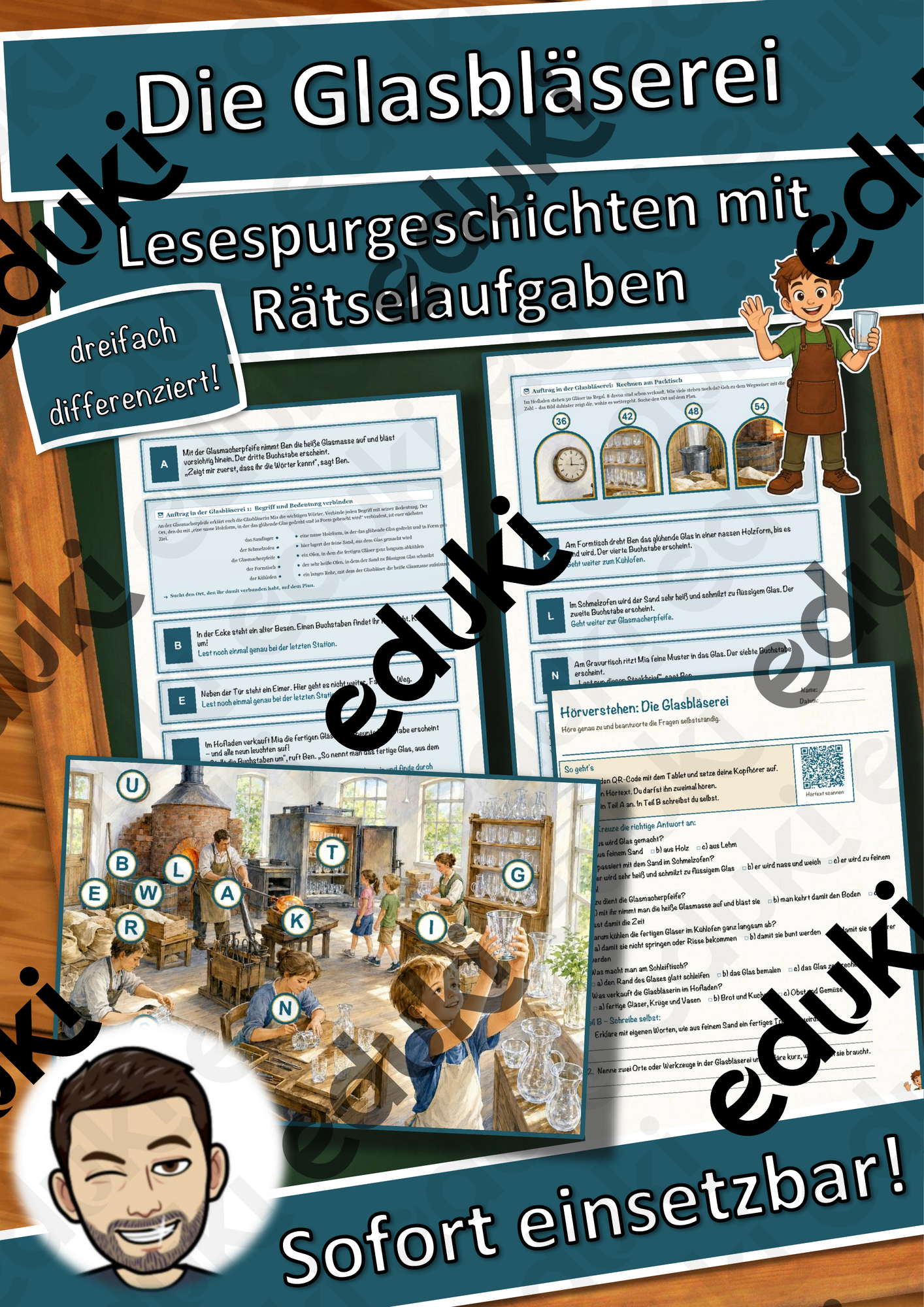 Die Glasbläserei – Lesespurgeschichte mit Rätselaufgaben (Klasse 4)