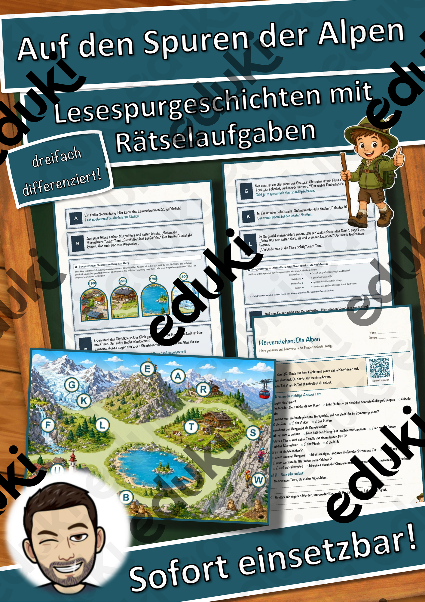 Auf den Spuren der Alpen – Lesespurgeschichte mit Rätselaufgaben (Klasse 5)