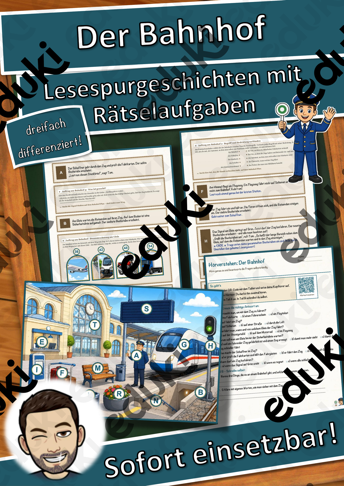 Der Bahnhof – Eine Reise mit der Bahn – Lesespurgeschichte mit Rätselaufgaben (Klasse 5)